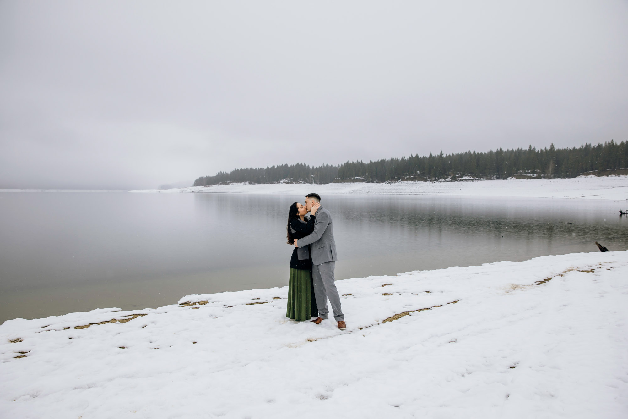 Cle Elum engagement session in the snow by Seattle wedding photographer James Thomas Long Photography