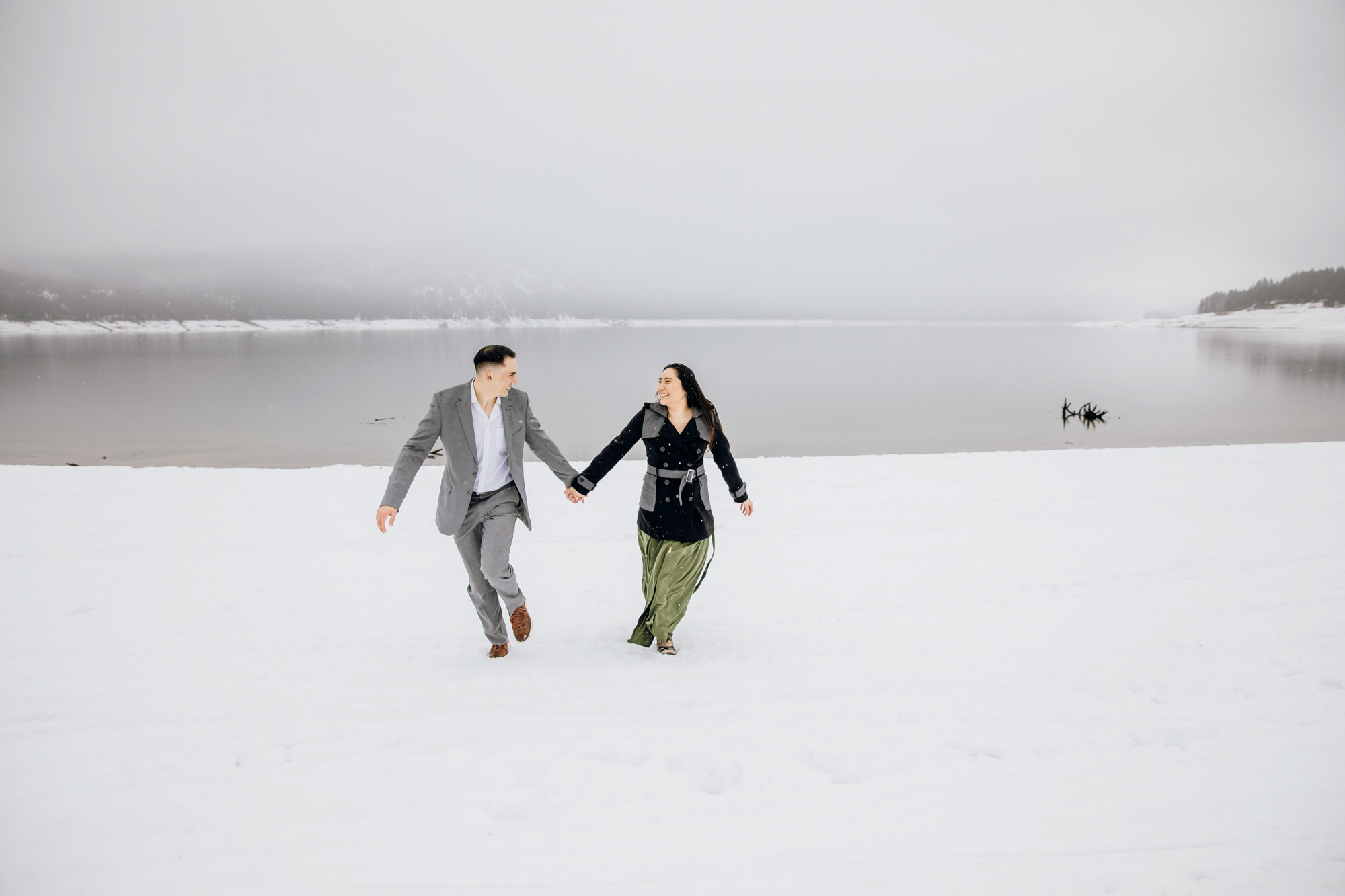 Cle Elum engagement session in the snow by Seattle wedding photographer James Thomas Long Photography