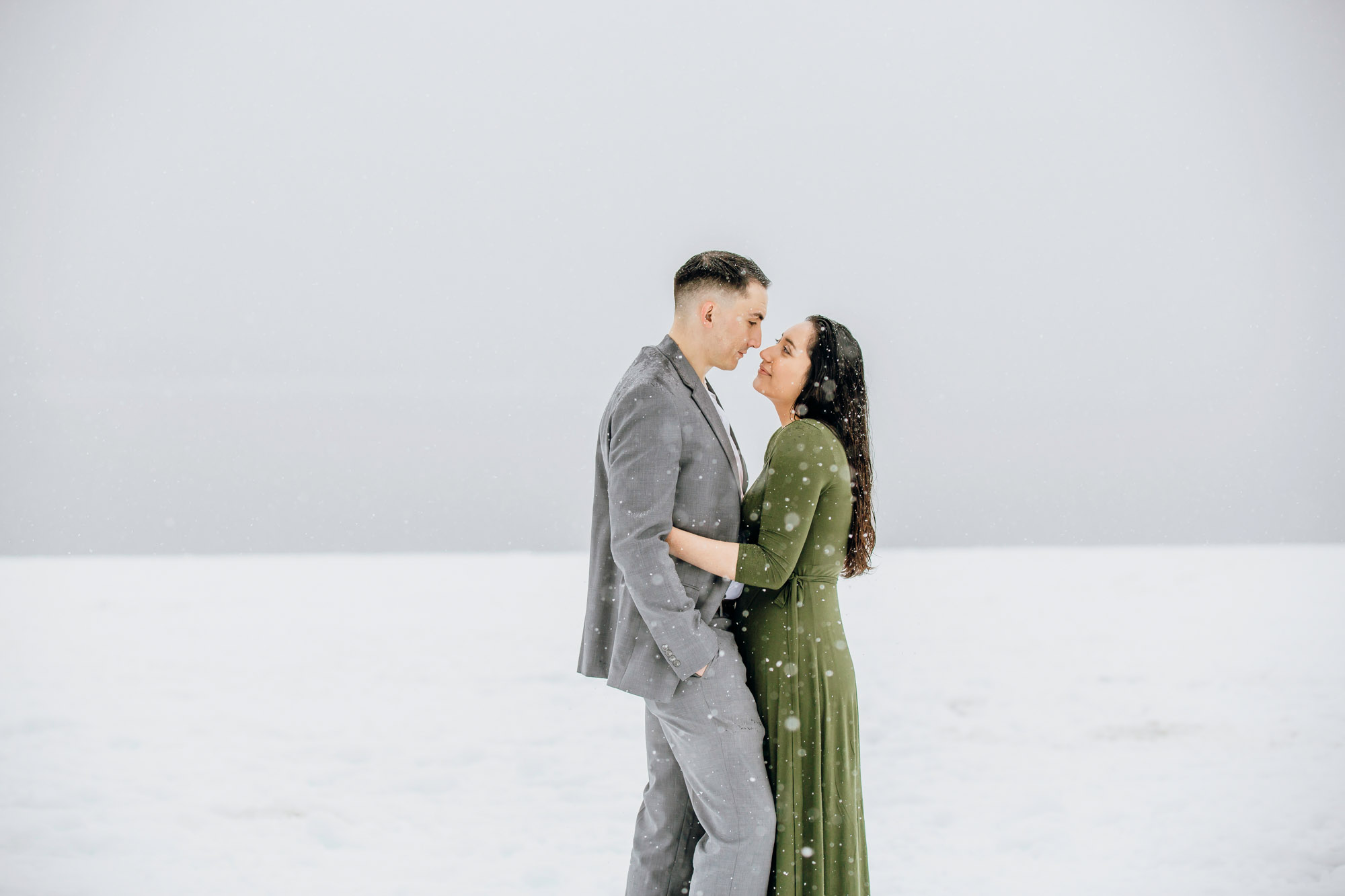 Cle Elum engagement session in the snow by Seattle wedding photographer James Thomas Long Photography