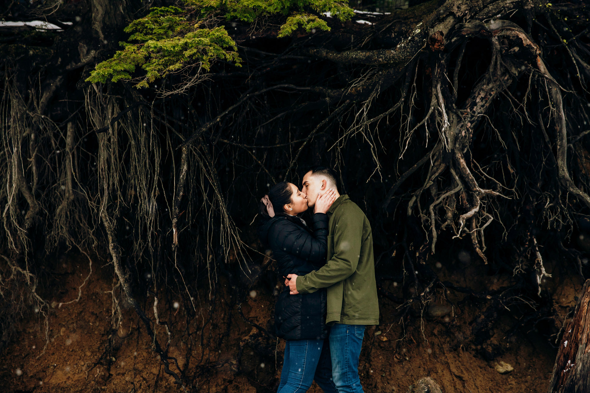 Cle Elum engagement session in the snow by Seattle wedding photographer James Thomas Long Photography