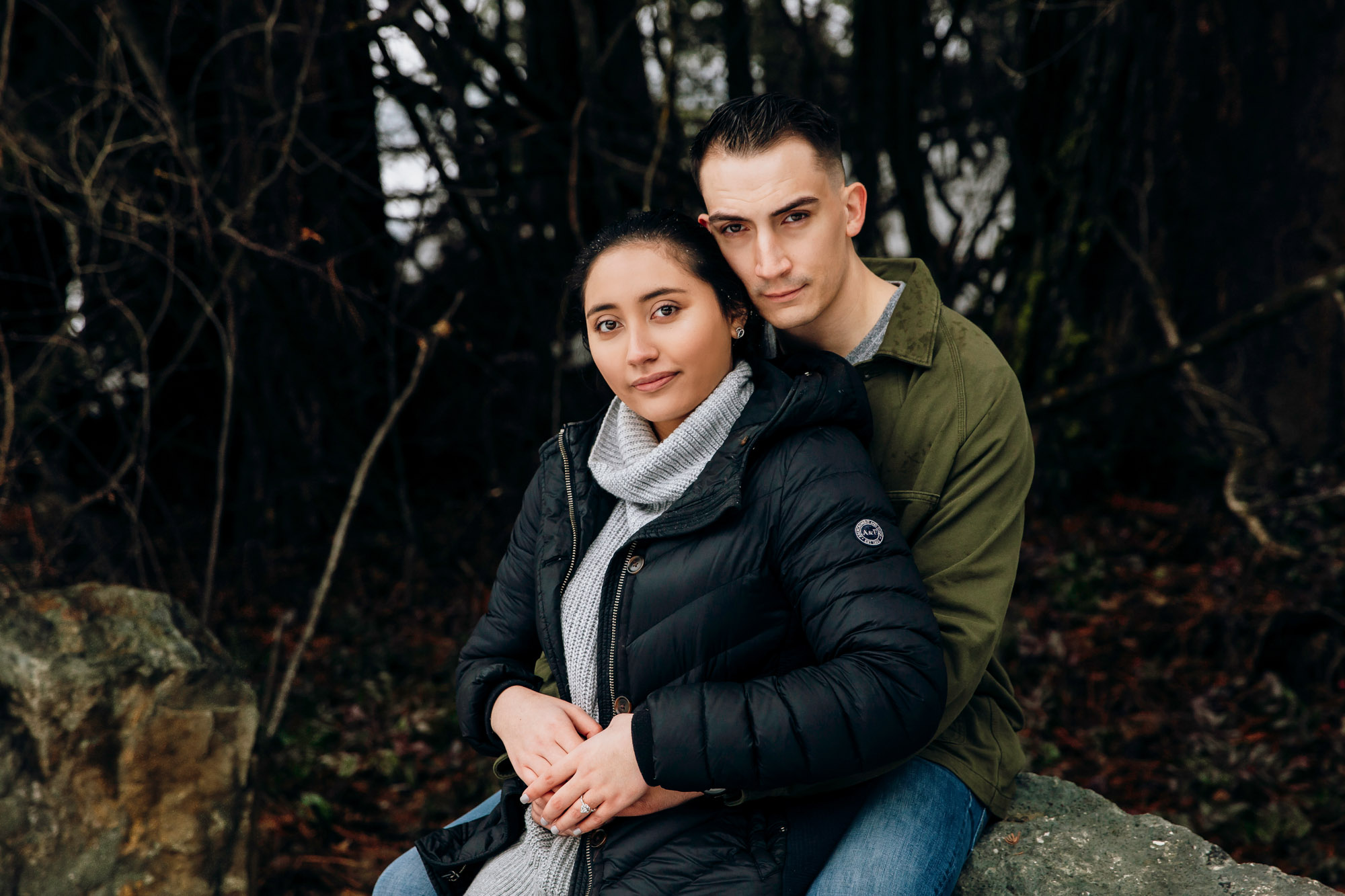 Cle Elum engagement session in the snow by Seattle wedding photographer James Thomas Long Photography