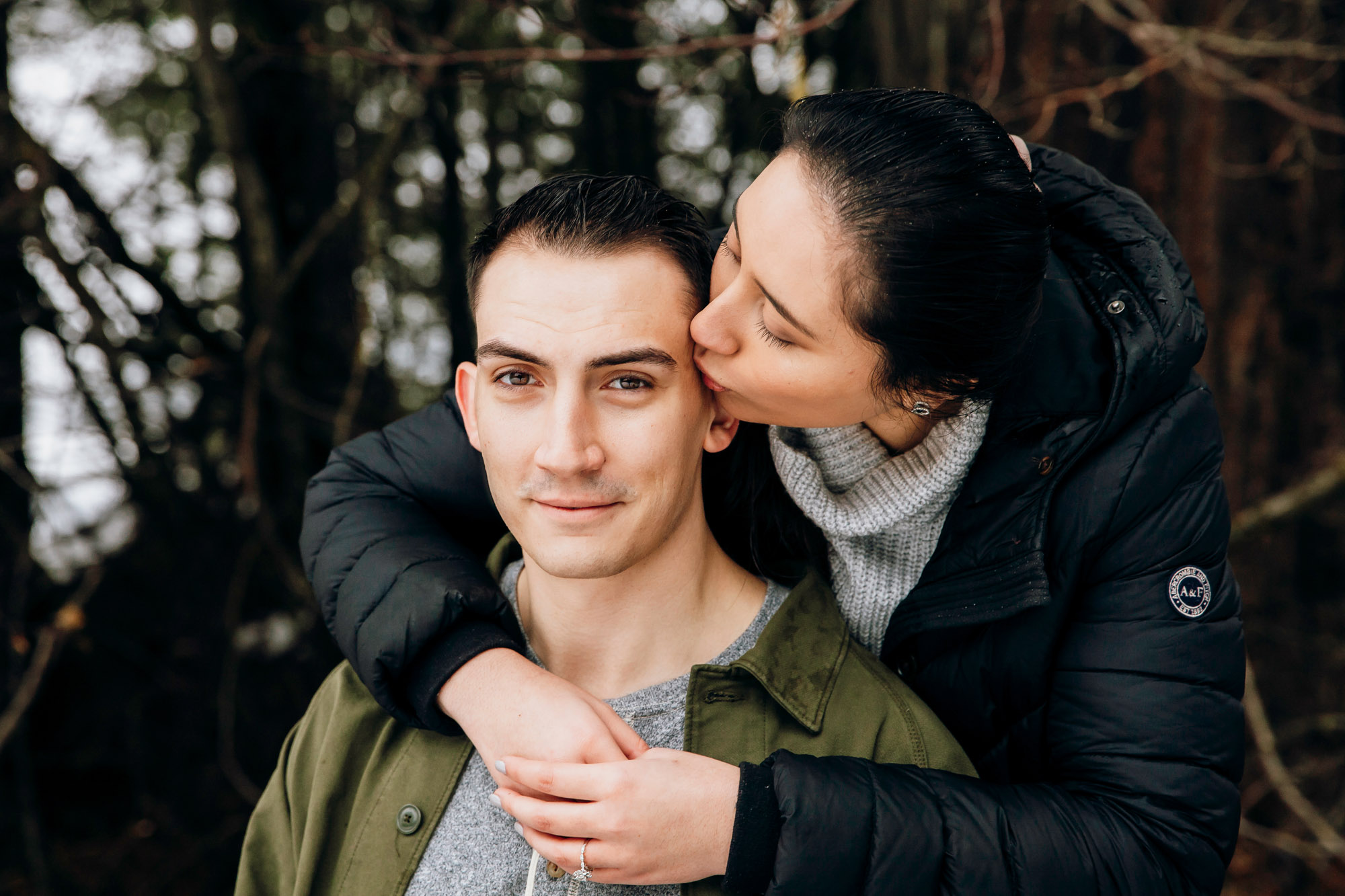 Cle Elum engagement session in the snow by Seattle wedding photographer James Thomas Long Photography