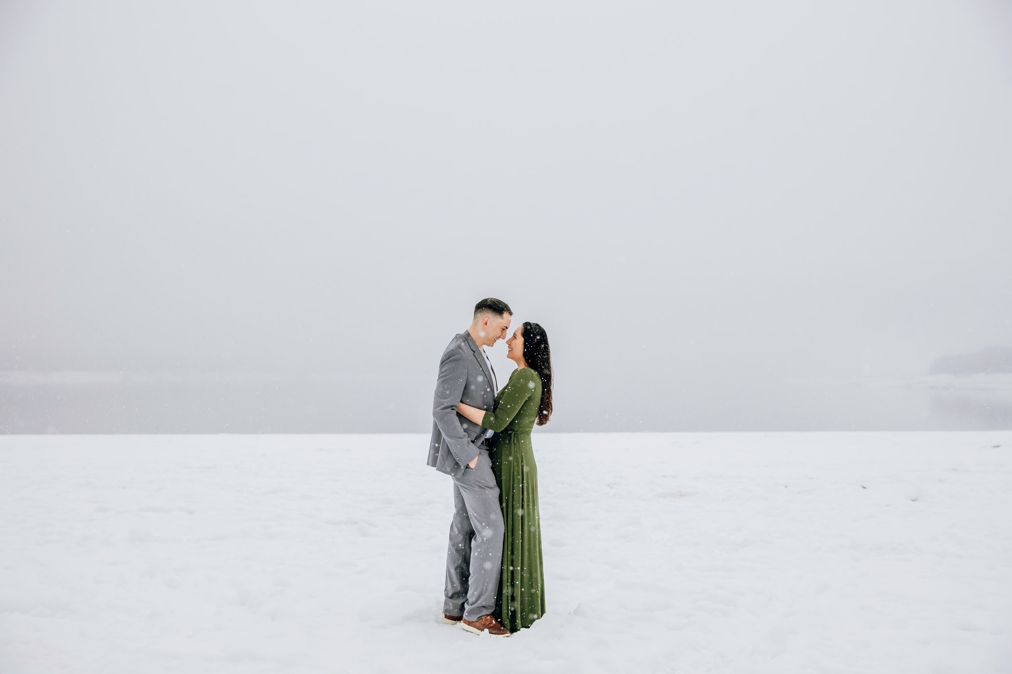 Cle Elum engagement session in the snow by Seattle wedding photographer James Thomas Long Photography