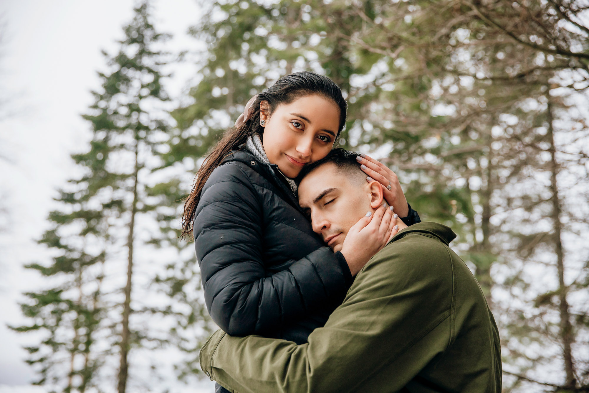 Cle Elum engagement session in the snow by Seattle wedding photographer James Thomas Long Photography