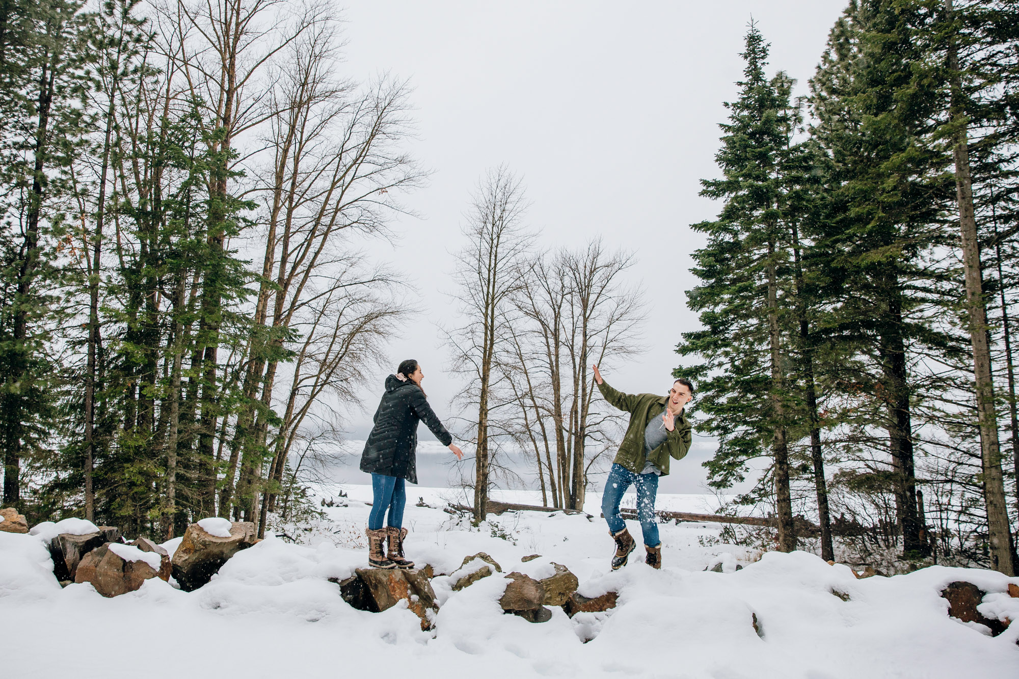 Cle Elum engagement session in the snow by Seattle wedding photographer James Thomas Long Photography