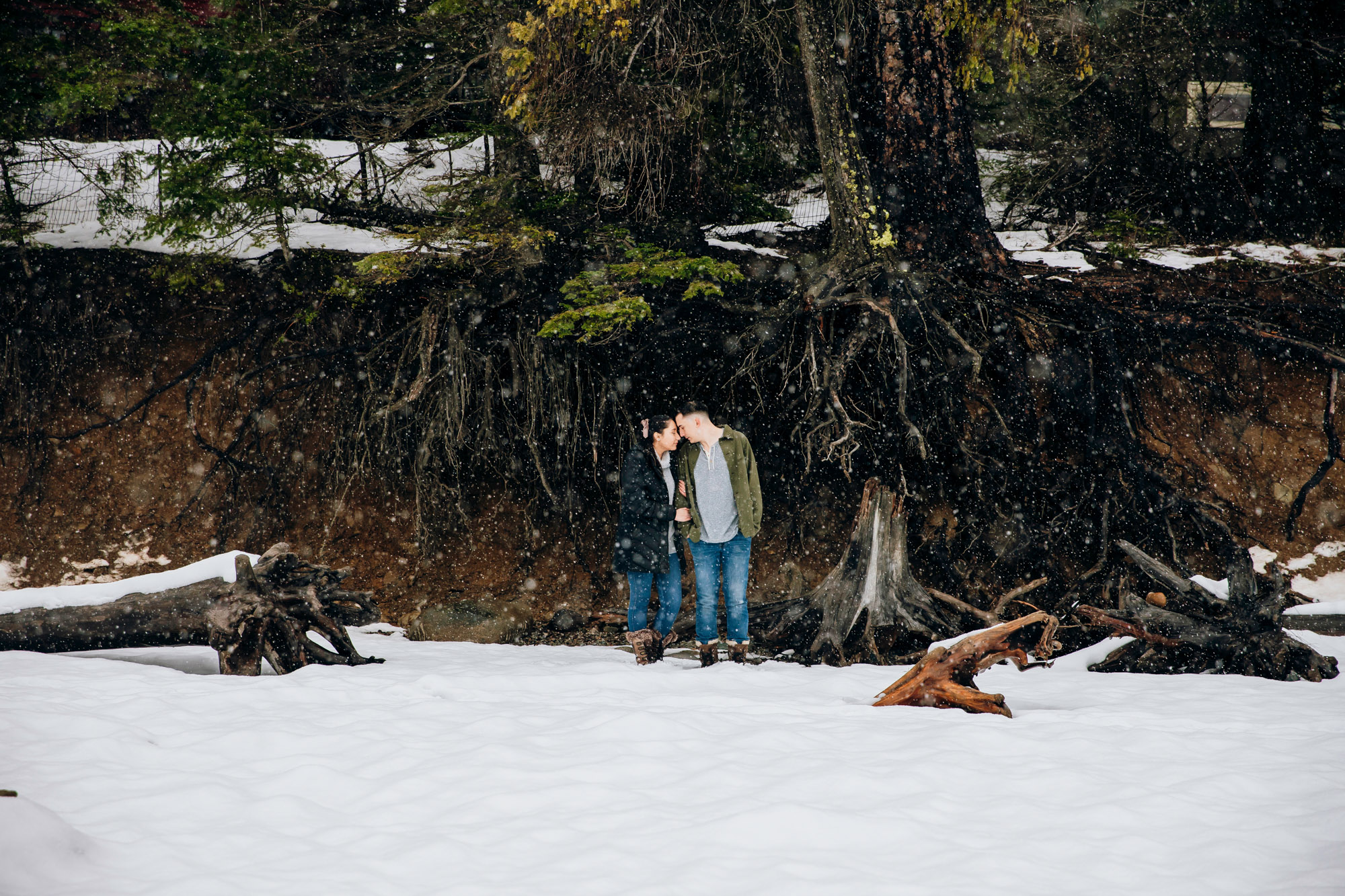 Cle Elum engagement session in the snow by Seattle wedding photographer James Thomas Long Photography