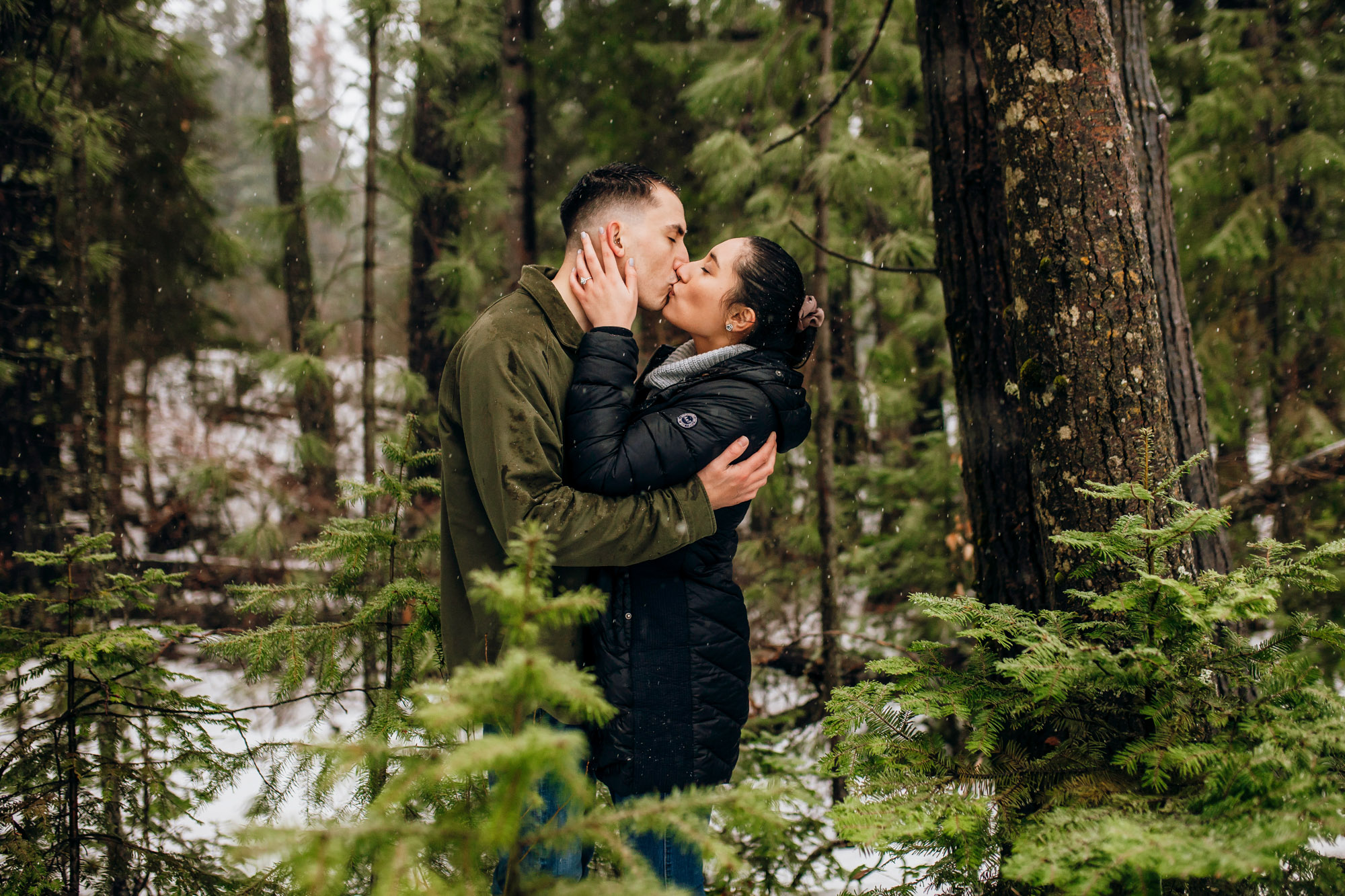 Cle Elum engagement session in the snow by Seattle wedding photographer James Thomas Long Photography