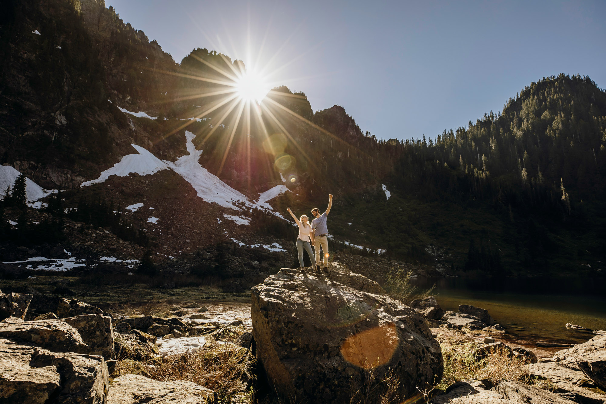 Cascade Mountain adventure engagement session by Seattle wedding photographer James Thomas Long Photography