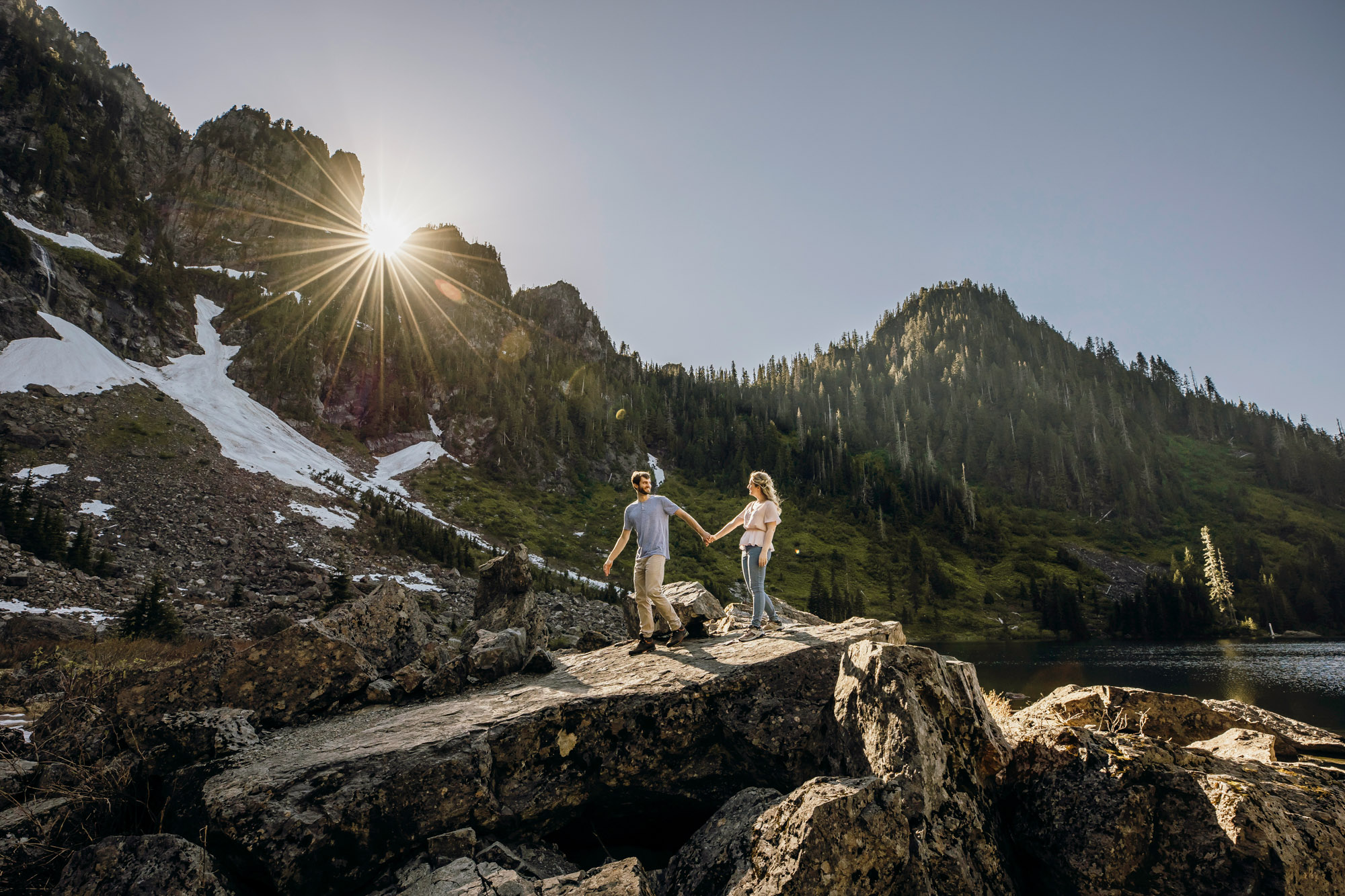 Cascade Mountain adventure engagement session by Seattle wedding photographer James Thomas Long Photography