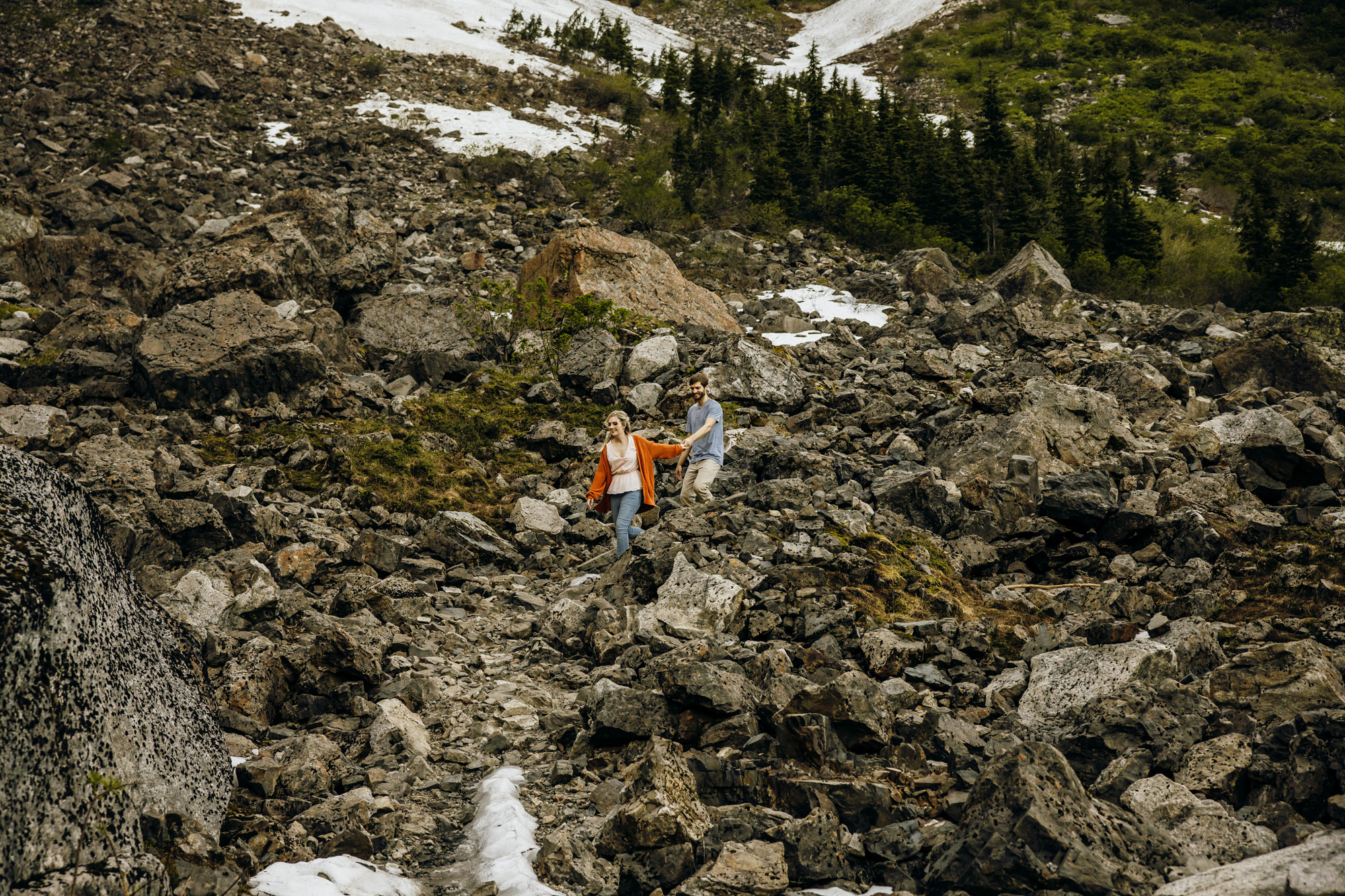 Cascade Mountain adventure engagement session by Seattle wedding photographer James Thomas Long Photography