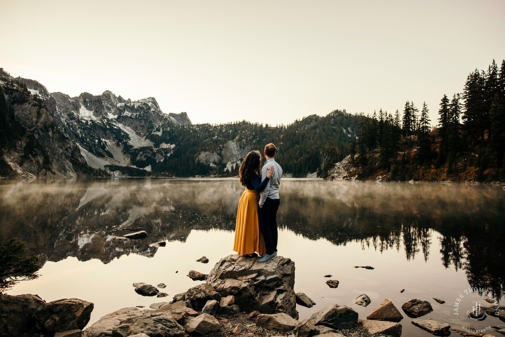 Cascade mountain adventure engagement session by Snoqualmie wedding photographer James Thomas Long Photography