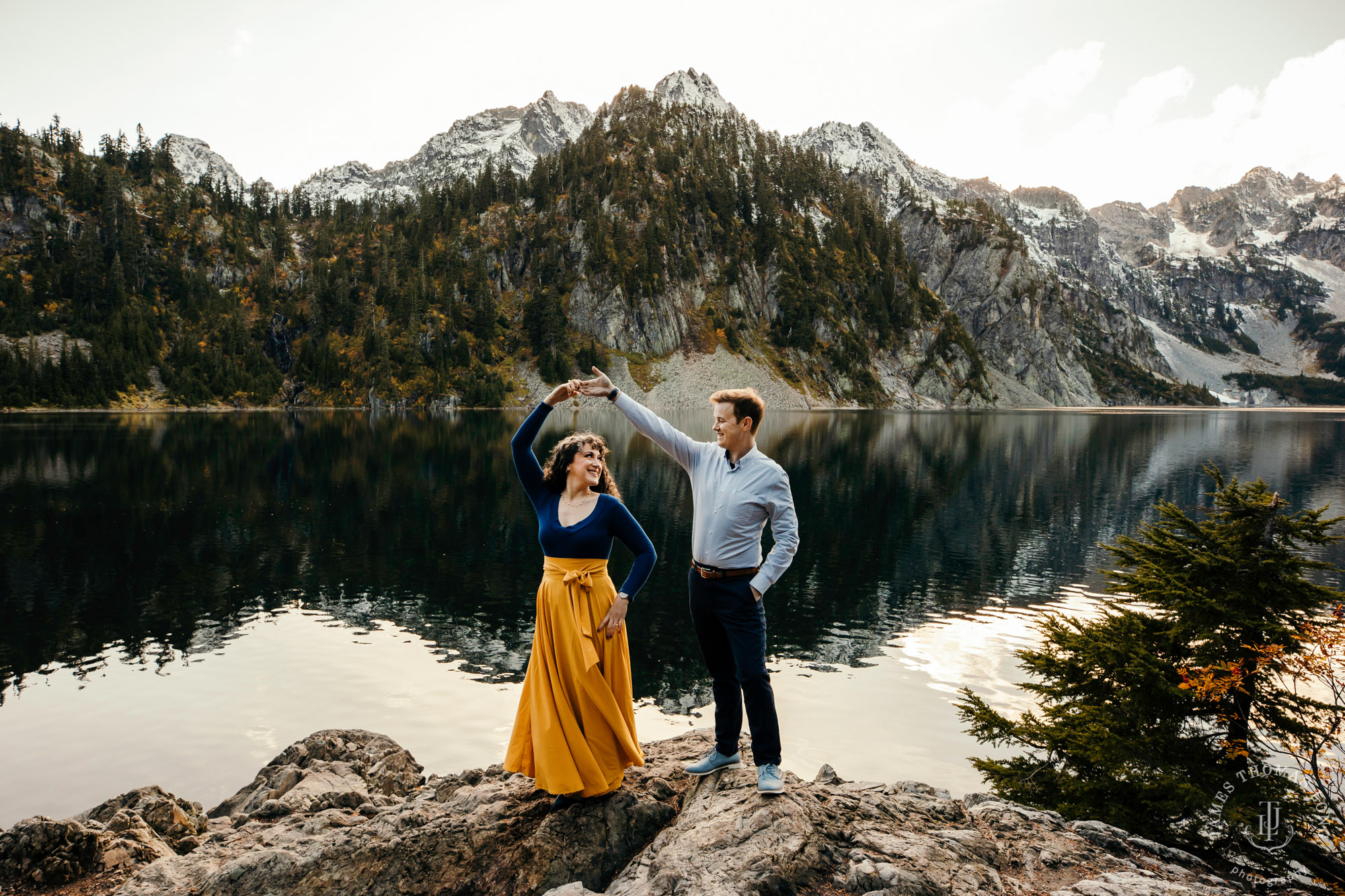 Cascade mountain adventure engagement session by Snoqualmie wedding photographer James Thomas Long Photography