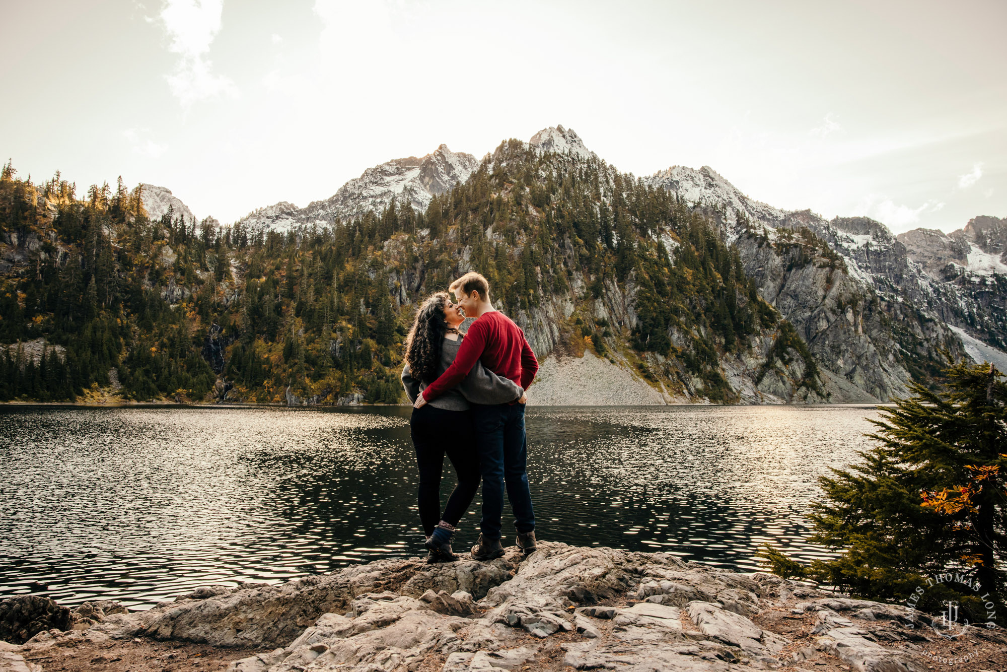 Cascade mountain adventure engagement session by Snoqualmie wedding photographer James Thomas Long Photography