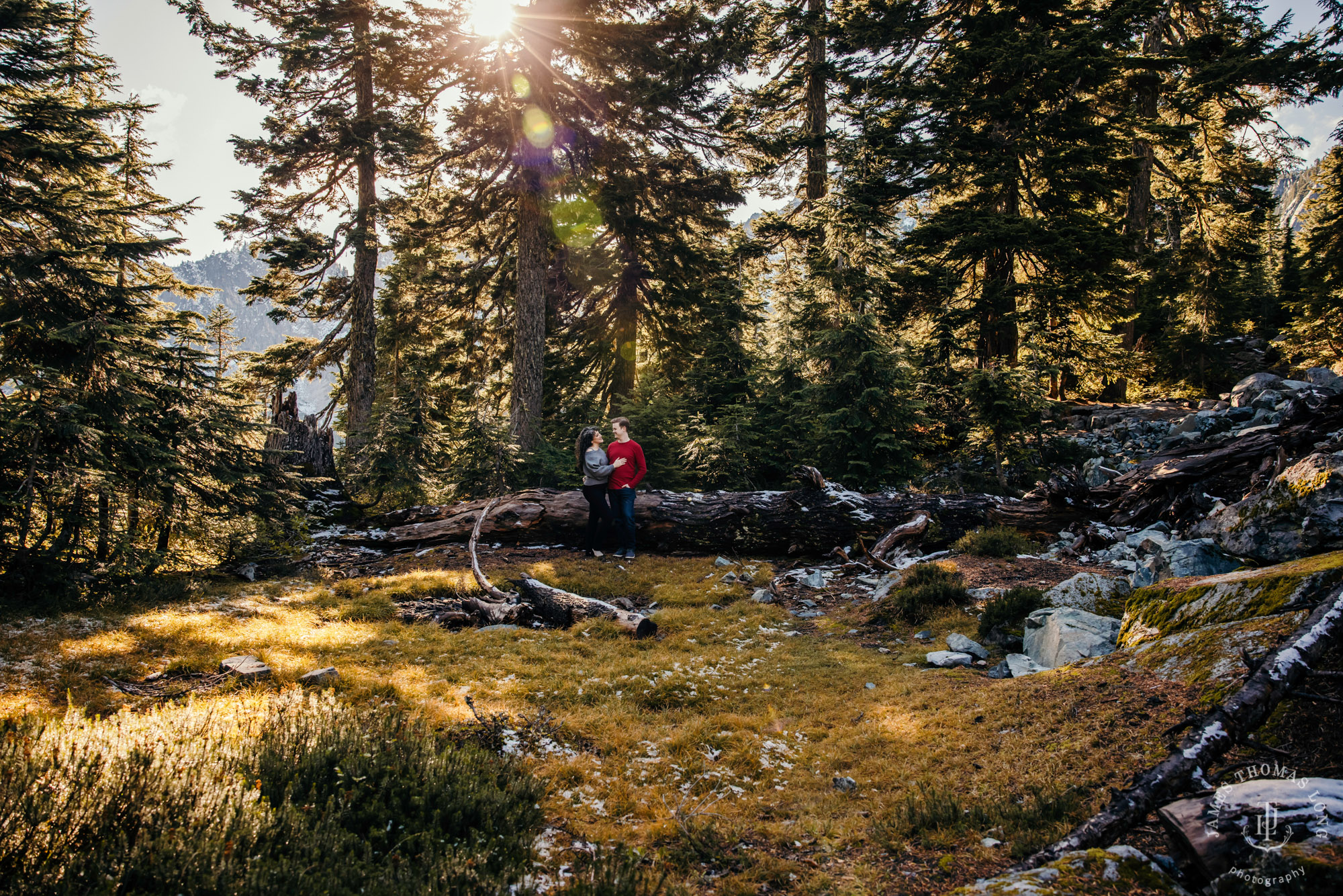 Cascade mountain adventure engagement session by Snoqualmie wedding photographer James Thomas Long Photography