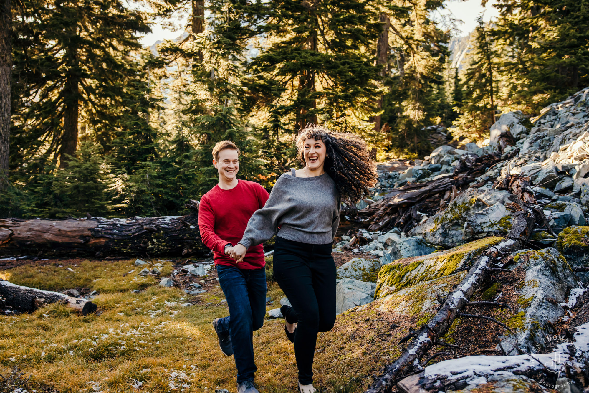 Cascade mountain adventure engagement session by Snoqualmie wedding photographer James Thomas Long Photography