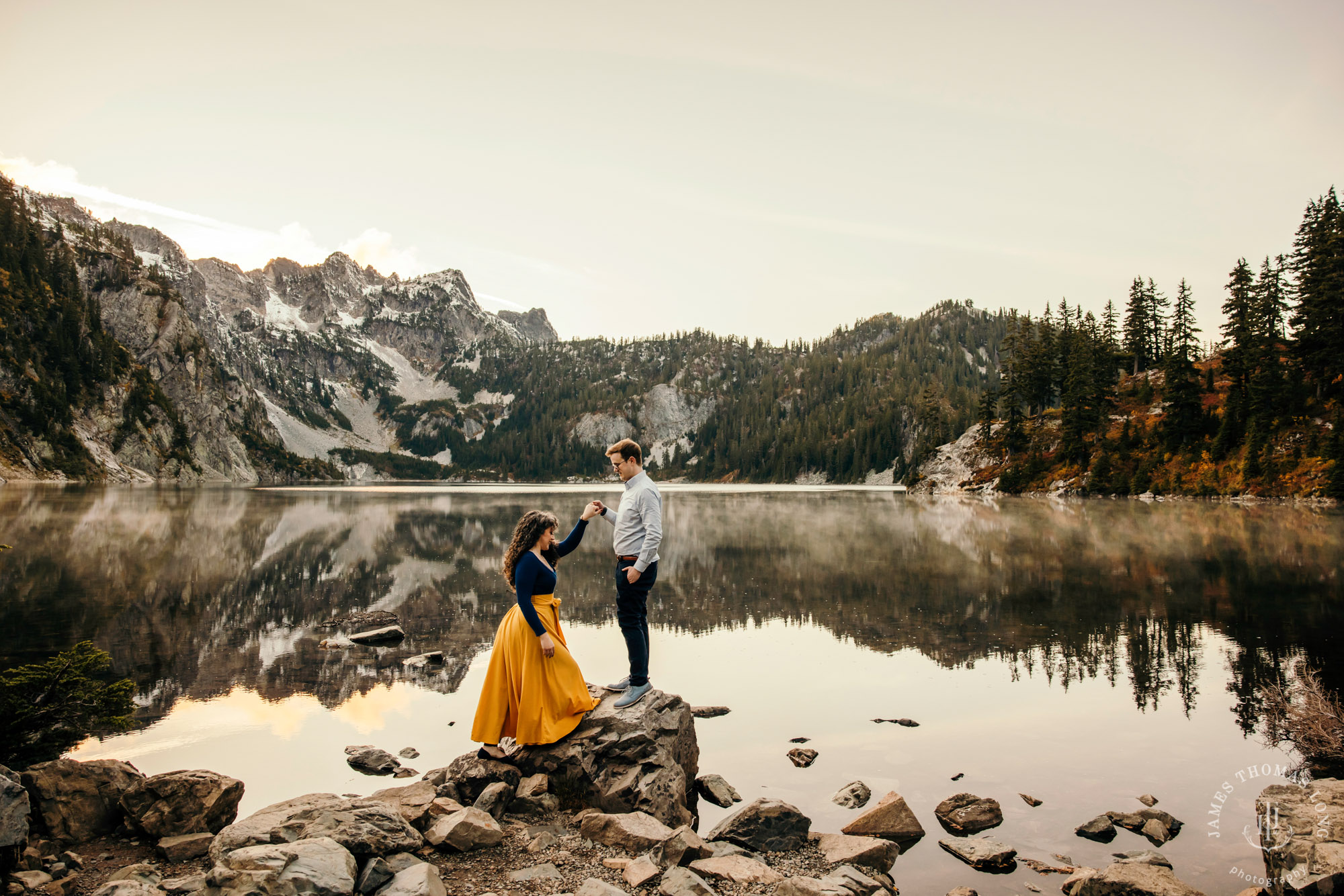 Cascade mountain adventure engagement session by Snoqualmie wedding photographer James Thomas Long Photography