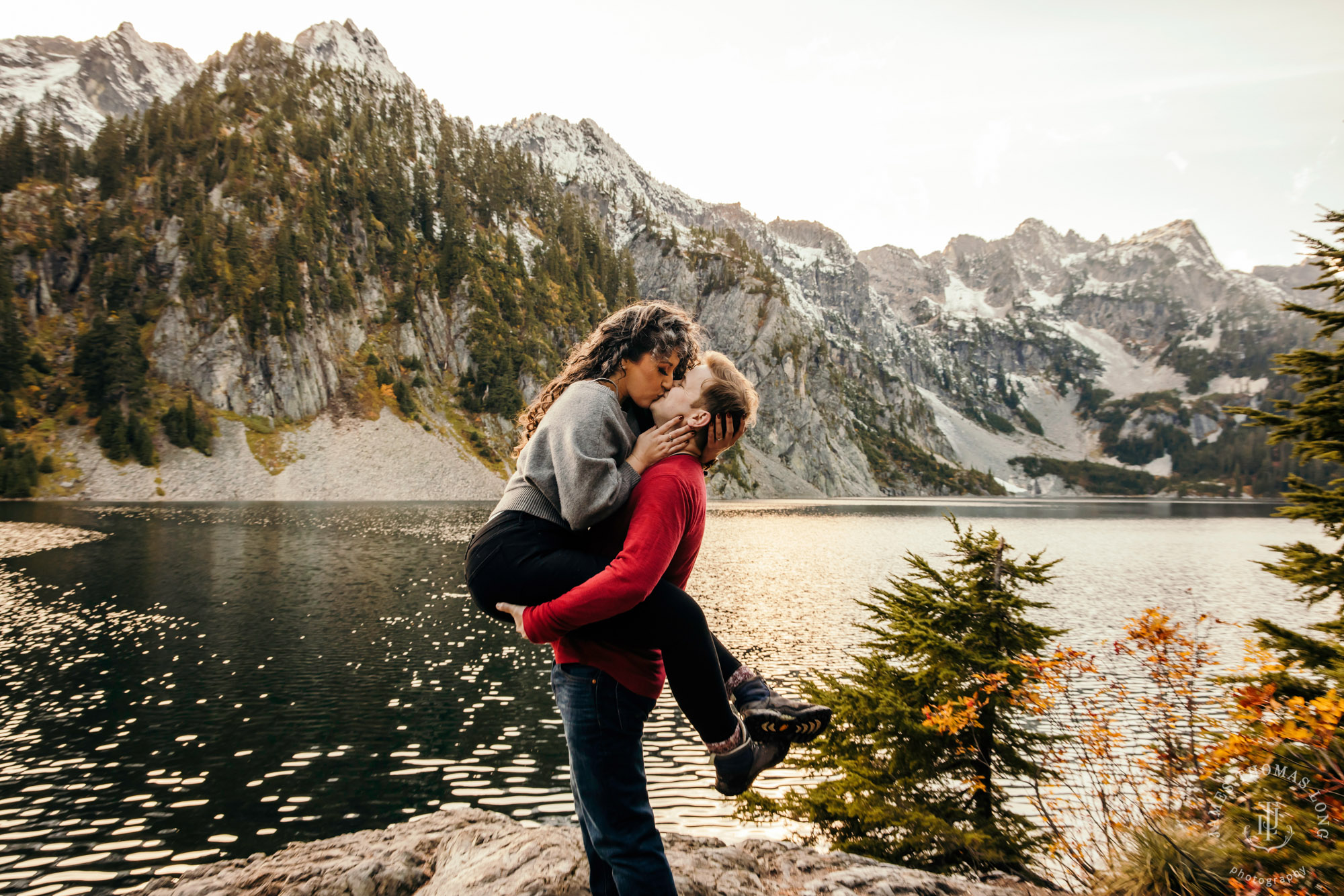 Cascade mountain adventure engagement session by Snoqualmie wedding photographer James Thomas Long Photography