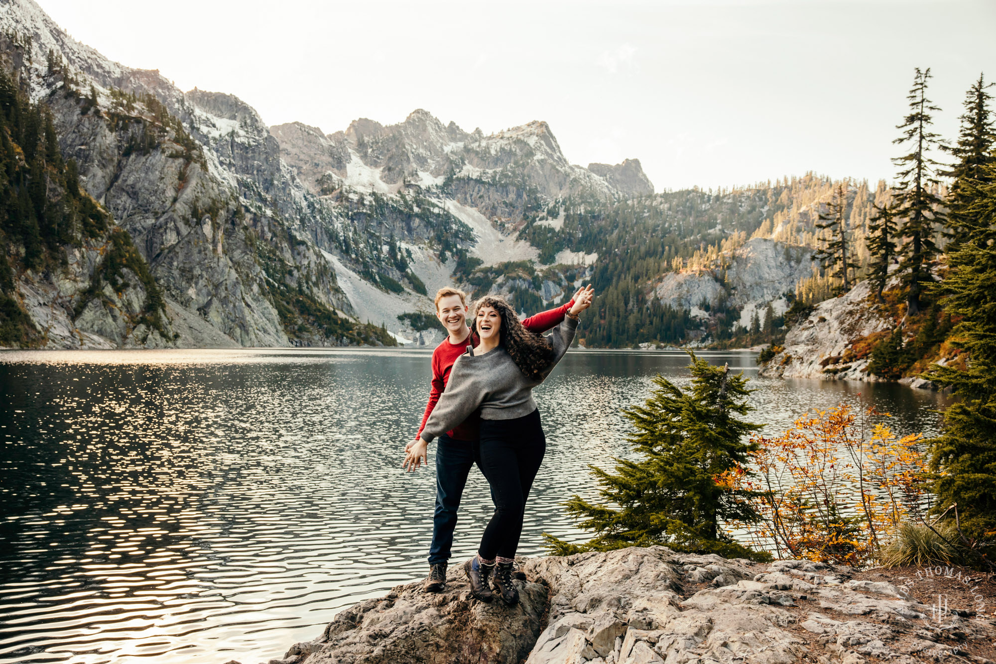 Cascade mountain adventure engagement session by Snoqualmie wedding photographer James Thomas Long Photography