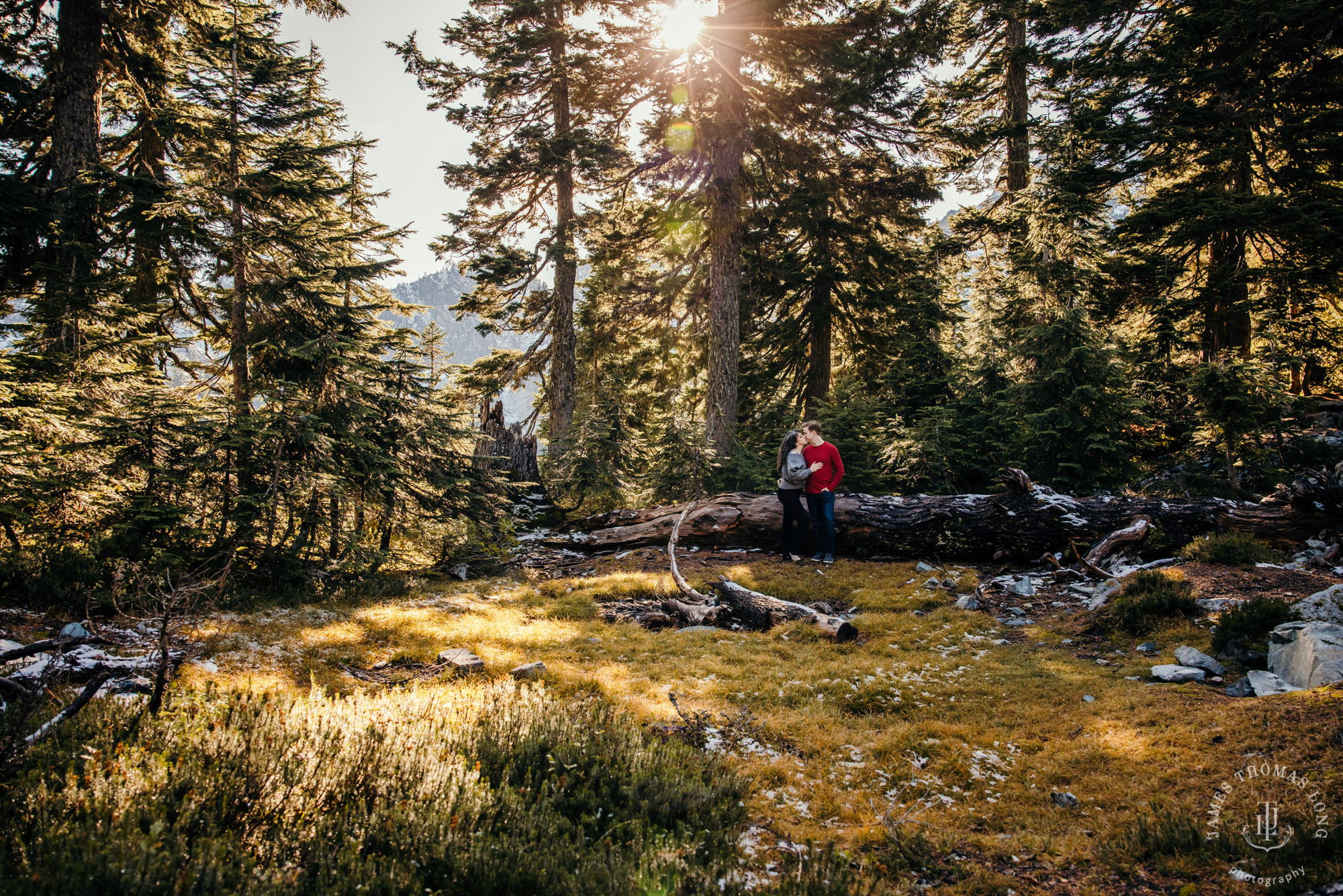 Cascade mountain adventure engagement session by Snoqualmie wedding photographer James Thomas Long Photography