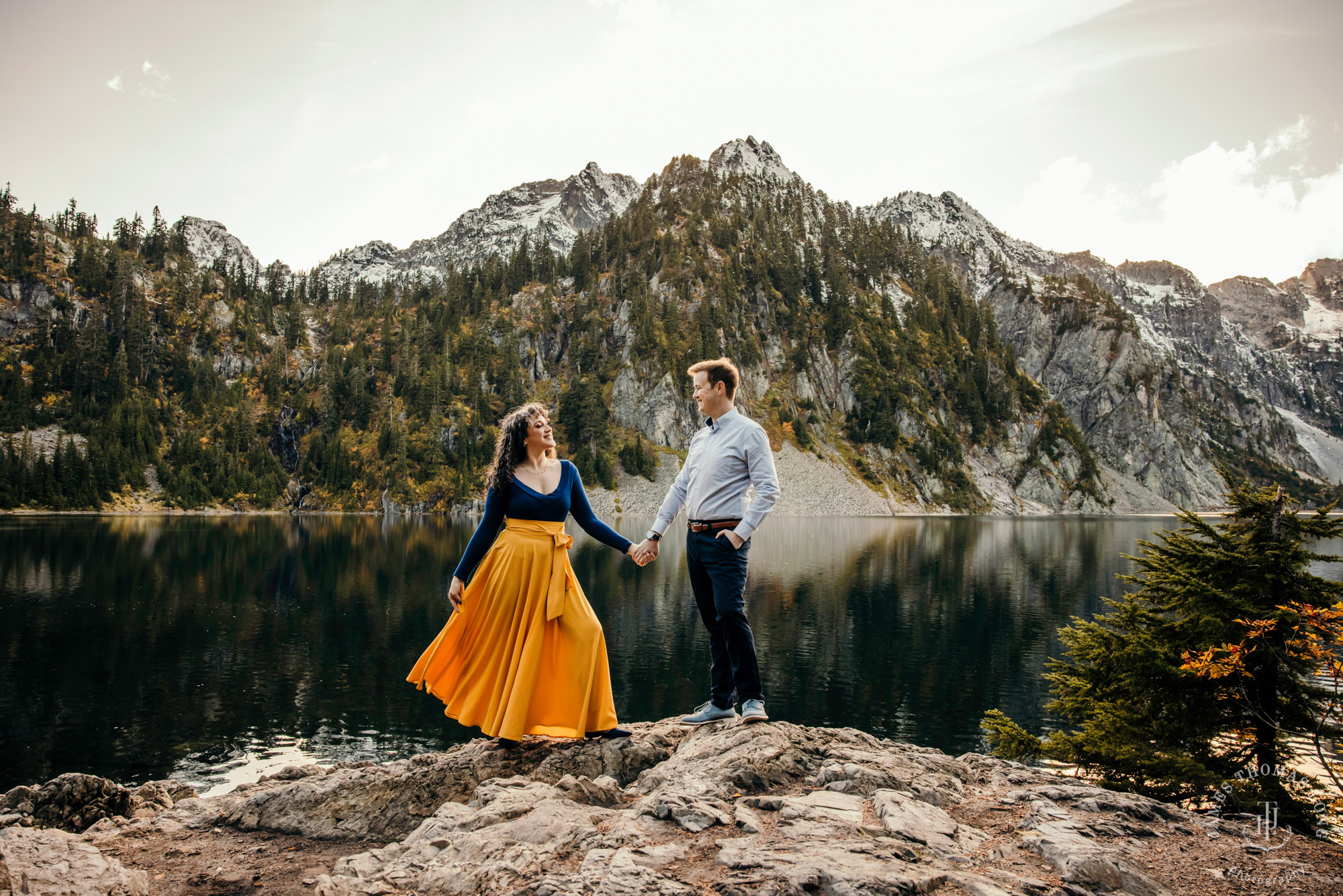 Cascade mountain adventure engagement session by Snoqualmie wedding photographer James Thomas Long Photography