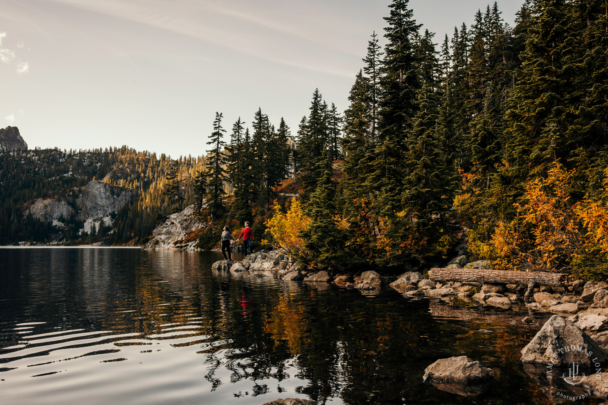 Cascade mountain adventure engagement session by Snoqualmie wedding photographer James Thomas Long Photography