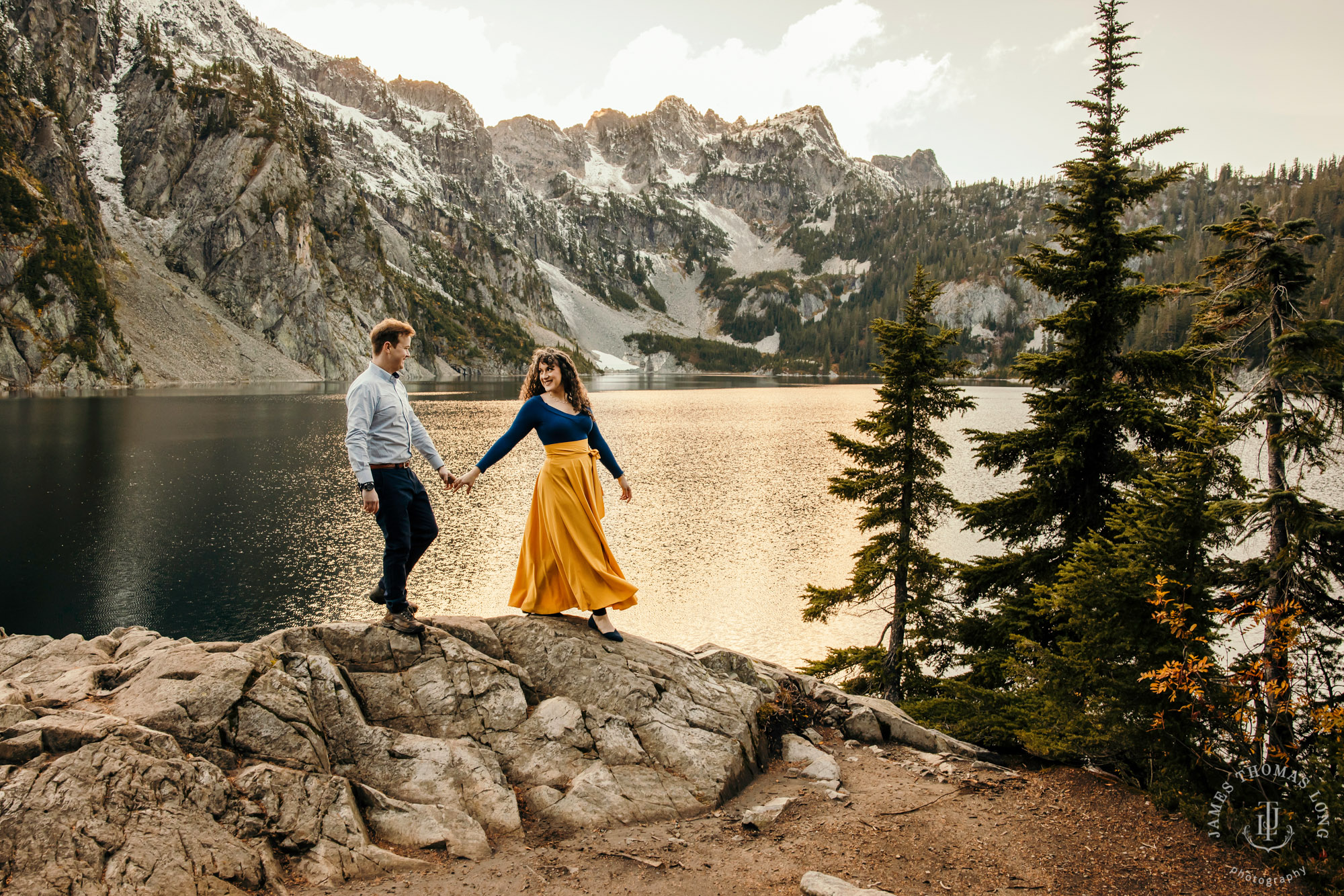 Cascade mountain adventure engagement session by Snoqualmie wedding photographer James Thomas Long Photography