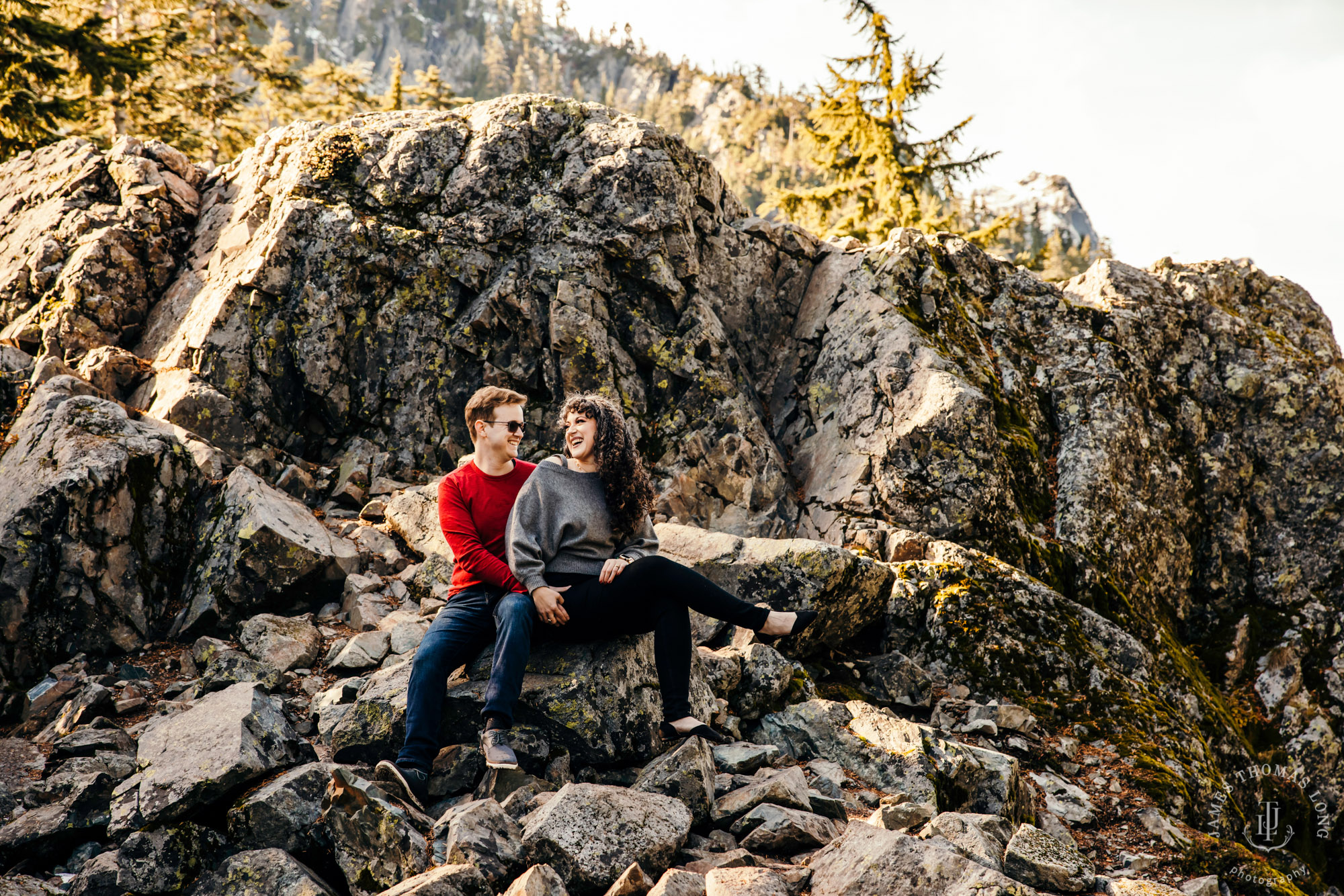 Cascade mountain adventure engagement session by Snoqualmie wedding photographer James Thomas Long Photography