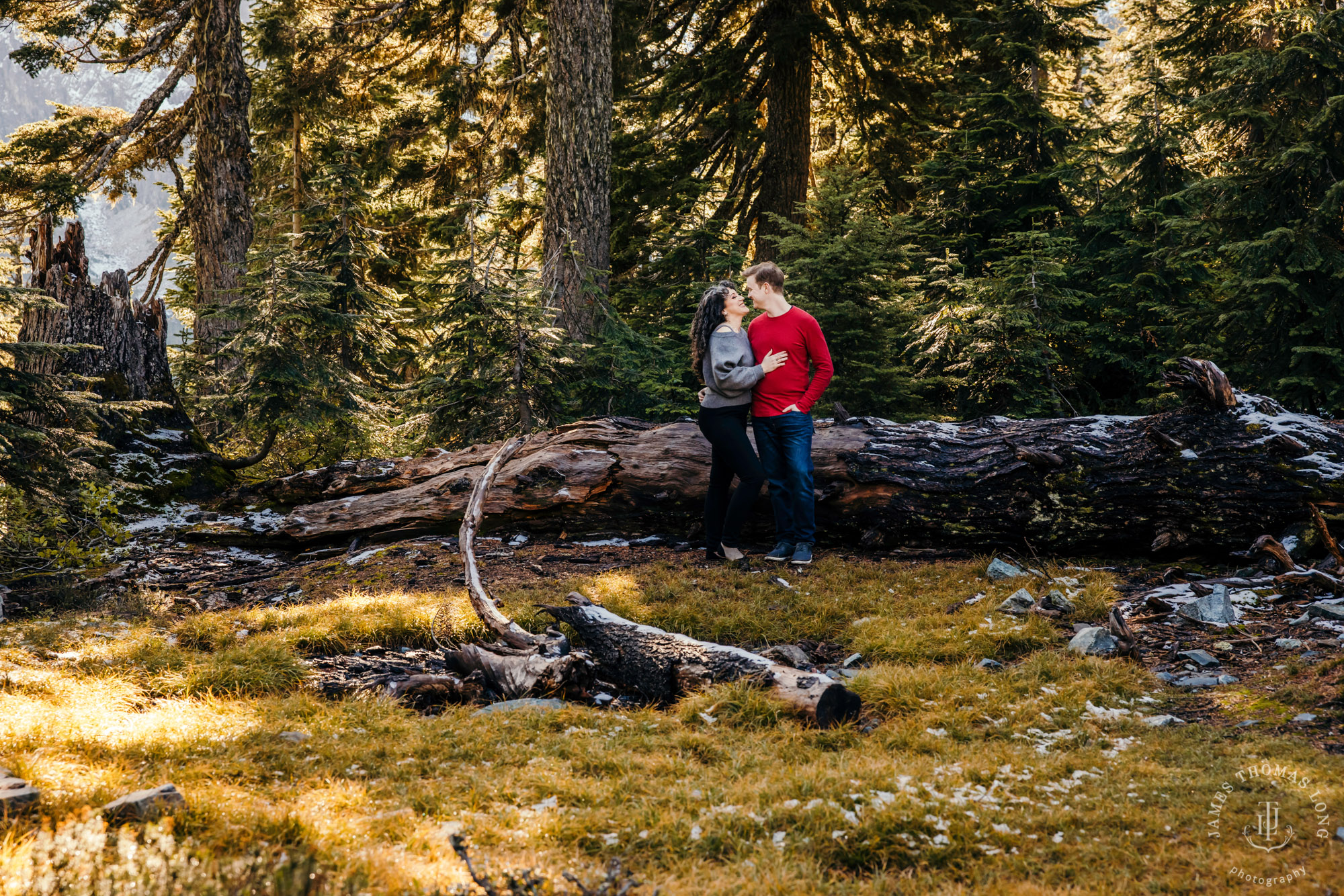 Cascade mountain adventure engagement session by Snoqualmie wedding photographer James Thomas Long Photography