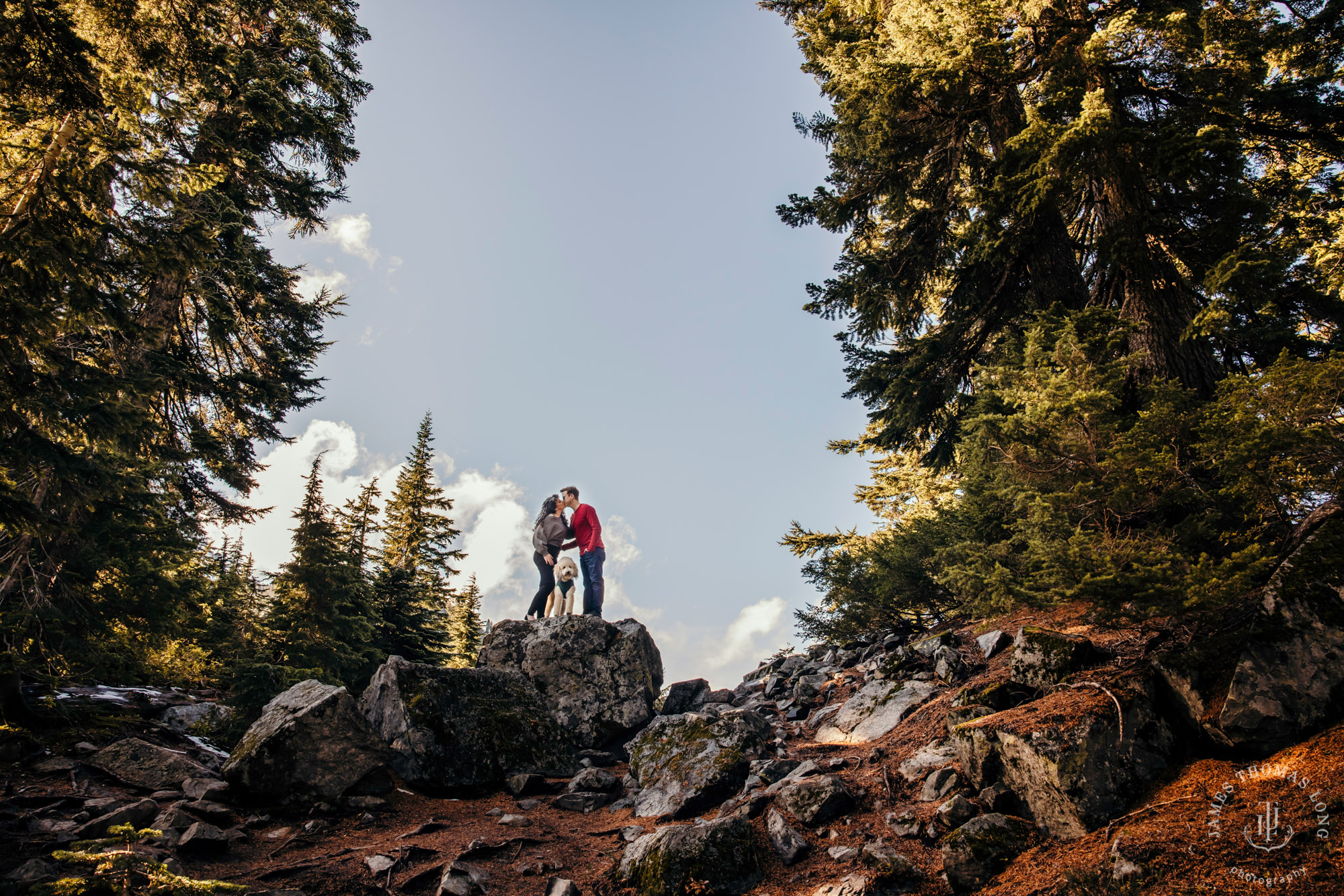 Cascade mountain adventure engagement session by Snoqualmie wedding photographer James Thomas Long Photography