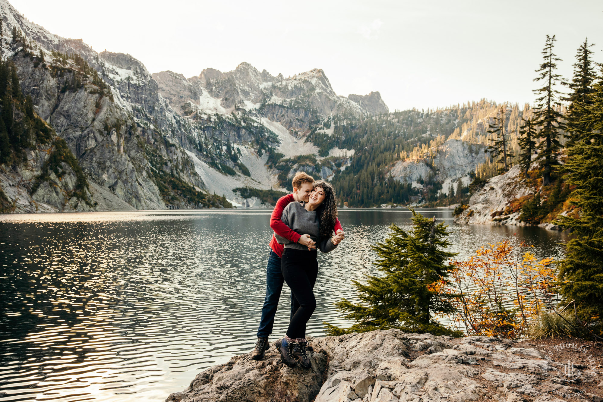 Cascade mountain adventure engagement session by Snoqualmie wedding photographer James Thomas Long Photography