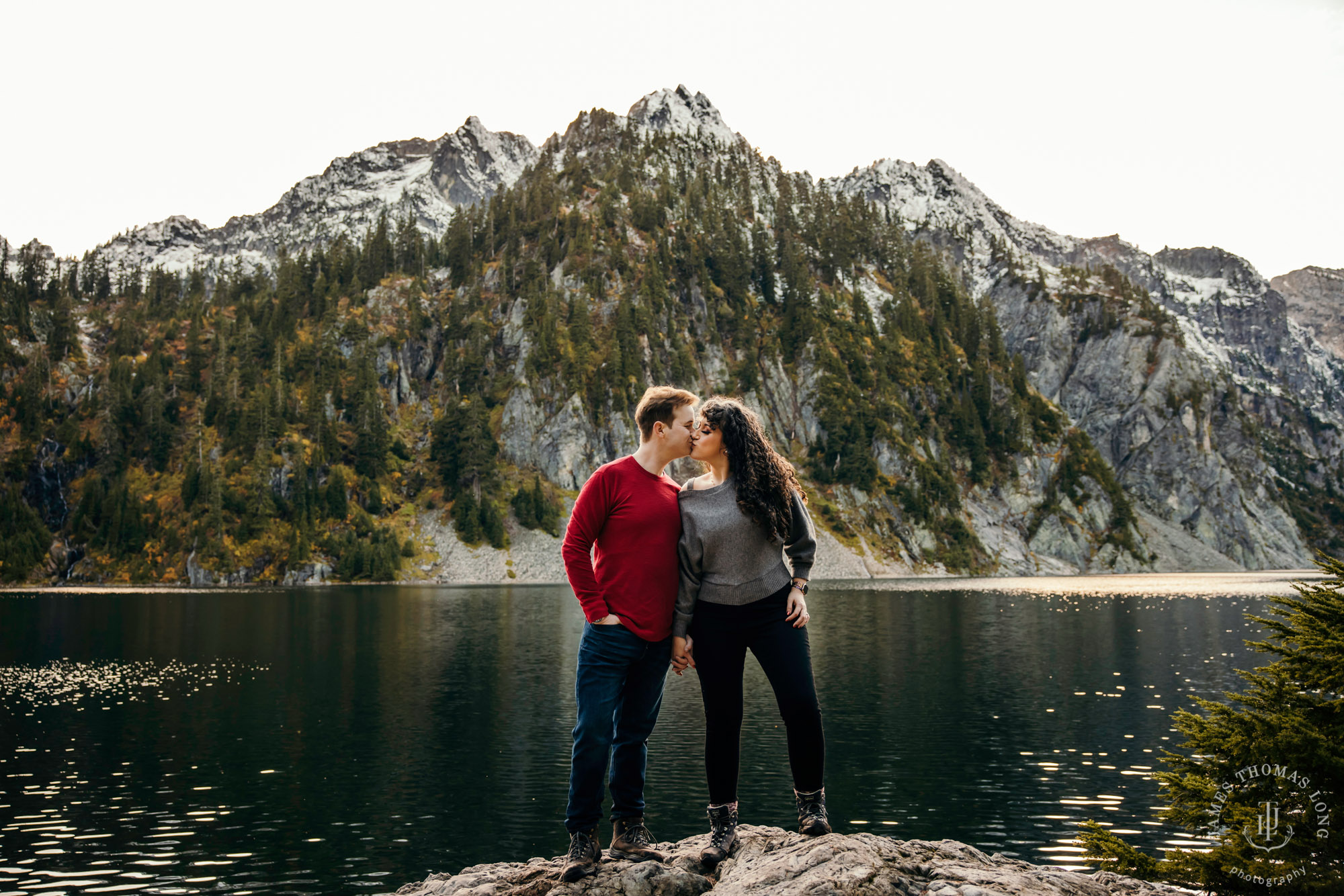 Cascade mountain adventure engagement session by Snoqualmie wedding photographer James Thomas Long Photography