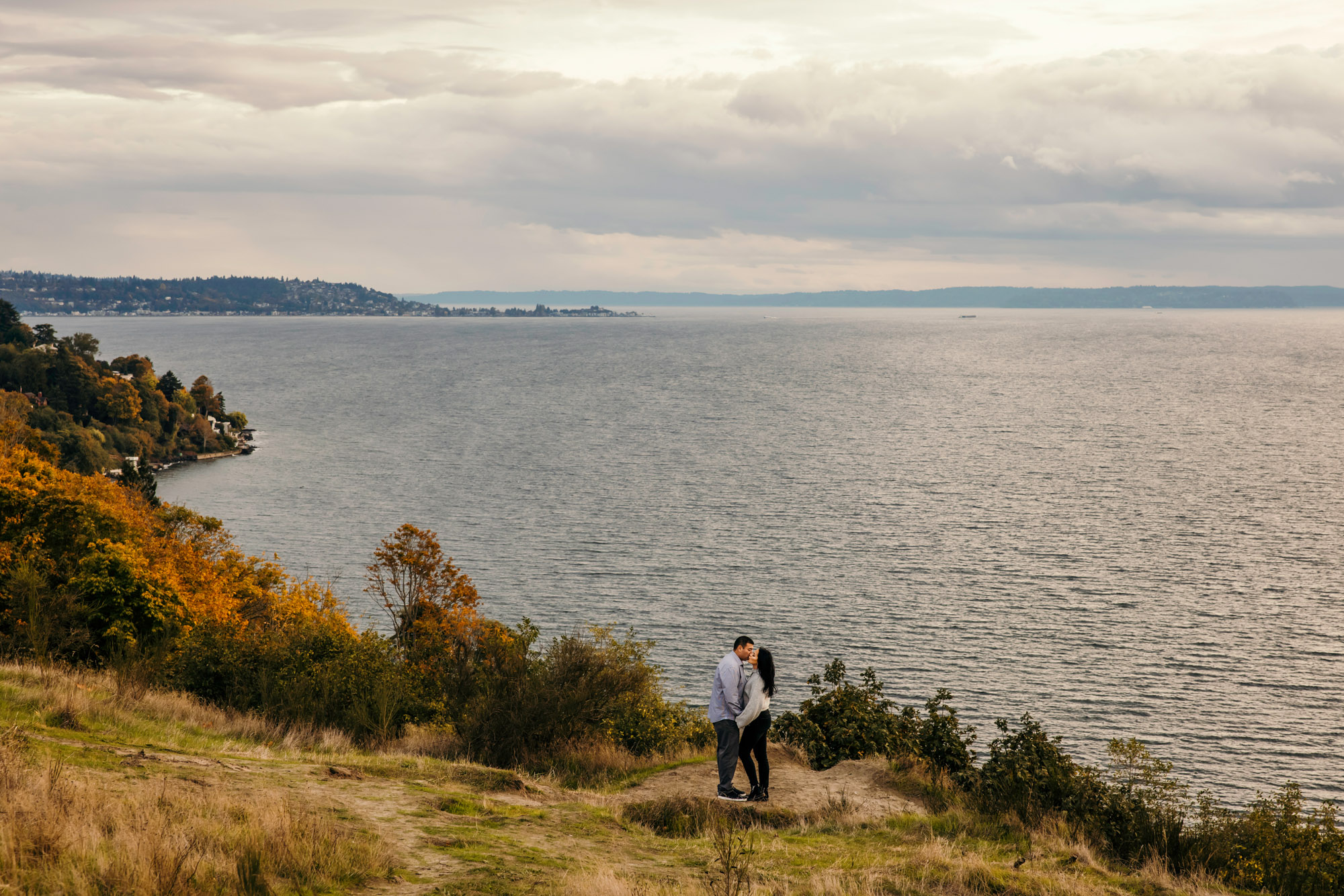Seattle Discovery Park adventure engagement session by Seattle wedding photographer James Thomas Long Photography