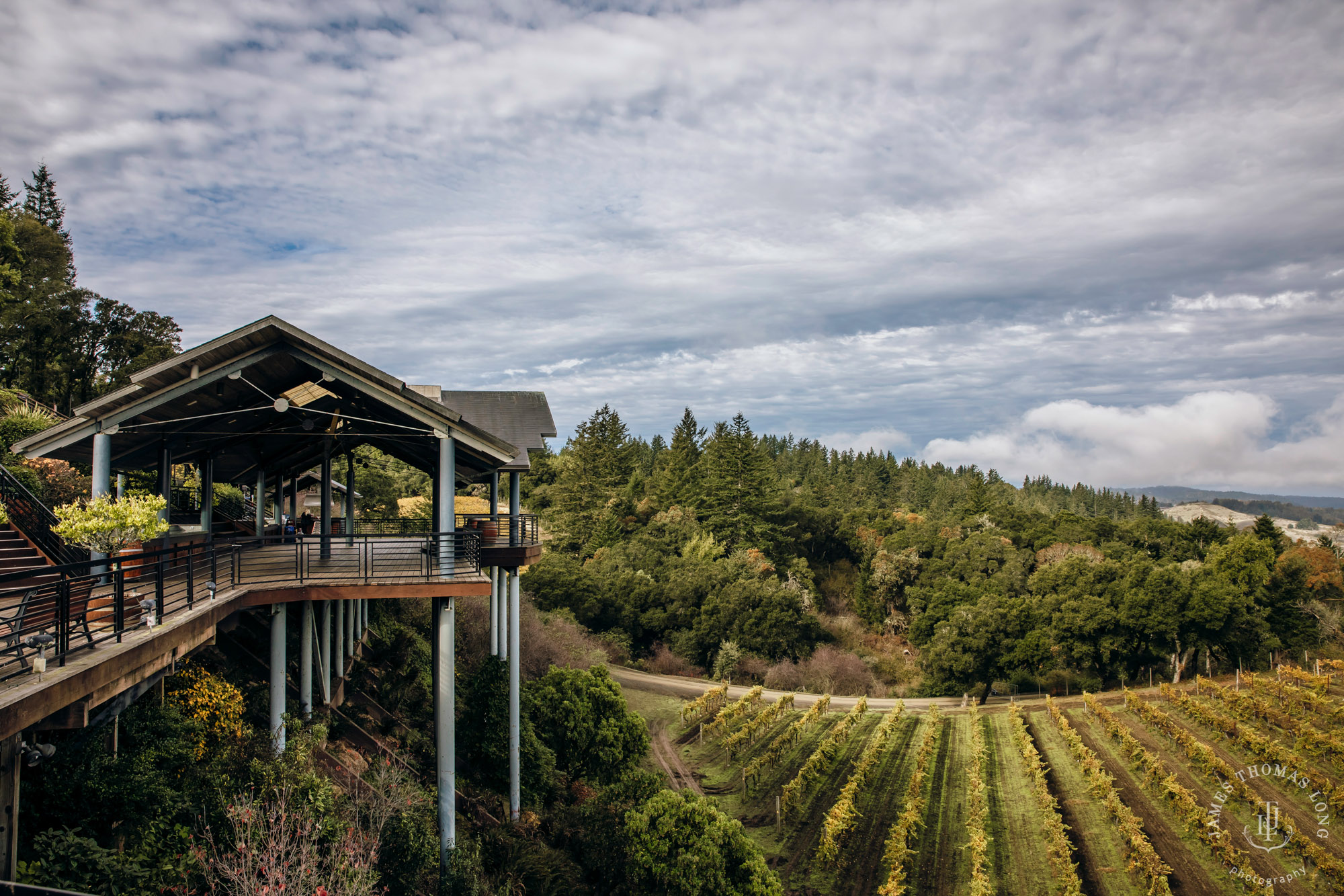 Destination wedding at Tomas Fogarty Winery CA by Seattle wedding photographer James Thomas Long Photography