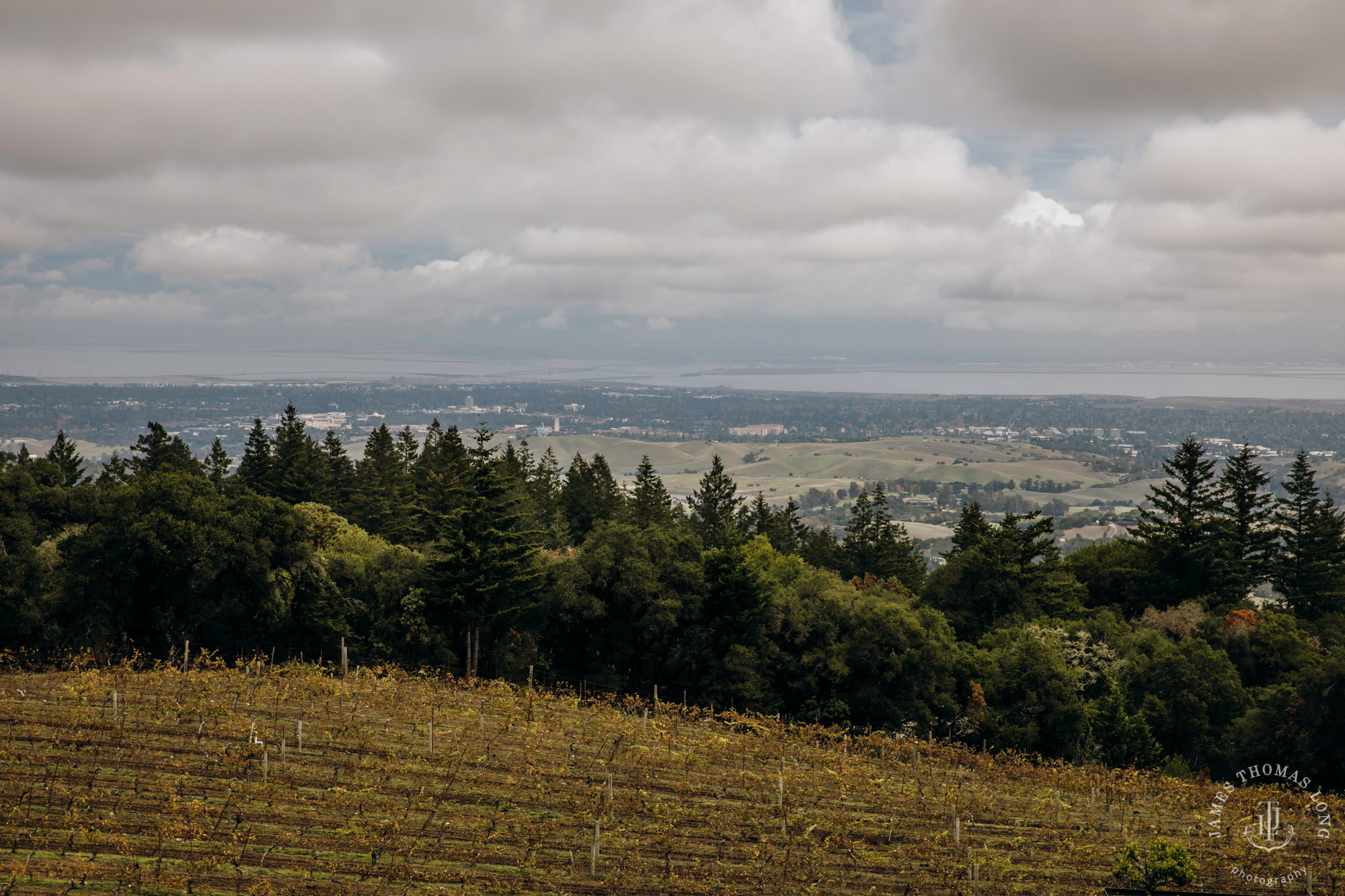 Destination wedding at Tomas Fogarty Winery CA by Seattle wedding photographer James Thomas Long Photography