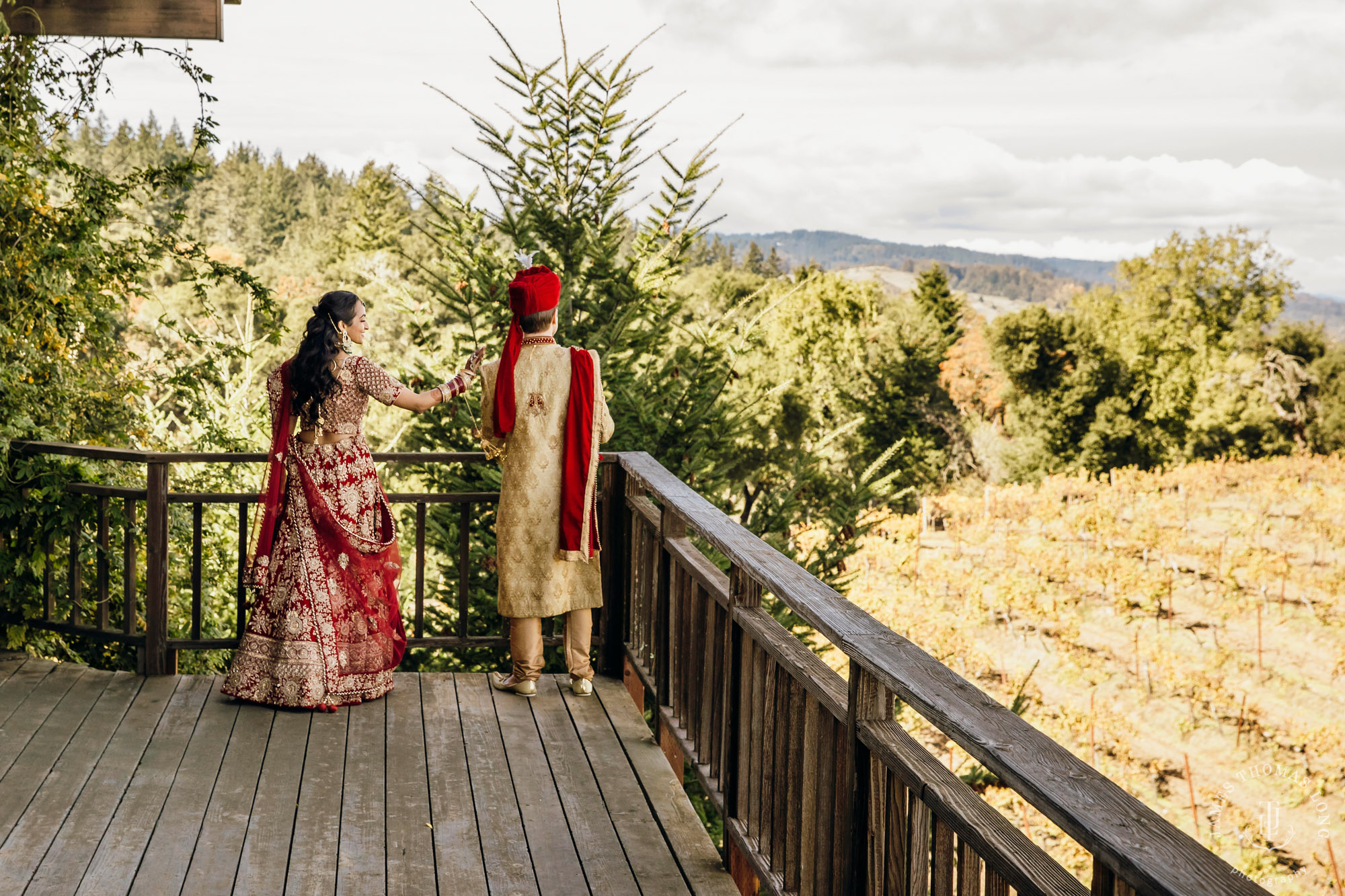 Destination wedding at Tomas Fogarty Winery CA by Seattle wedding photographer James Thomas Long Photography