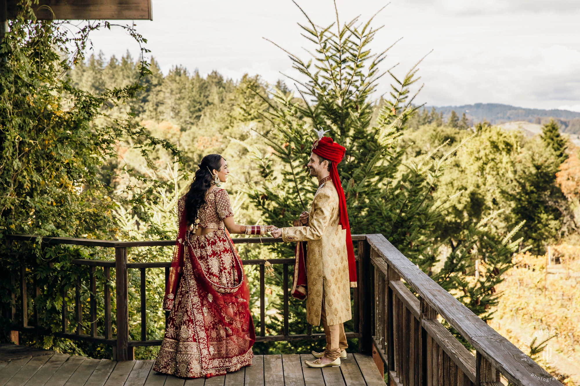 Destination wedding at Tomas Fogarty Winery CA by Seattle wedding photographer James Thomas Long Photography