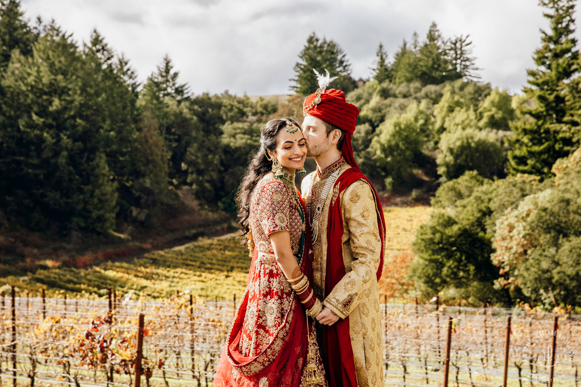 Destination wedding at Tomas Fogarty Winery CA by Seattle wedding photographer James Thomas Long Photography