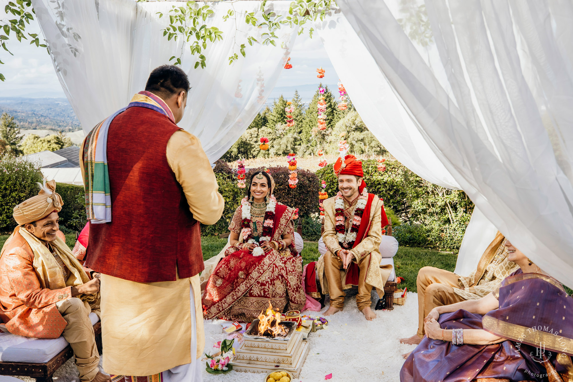 Destination wedding at Tomas Fogarty Winery CA by Seattle wedding photographer James Thomas Long Photography