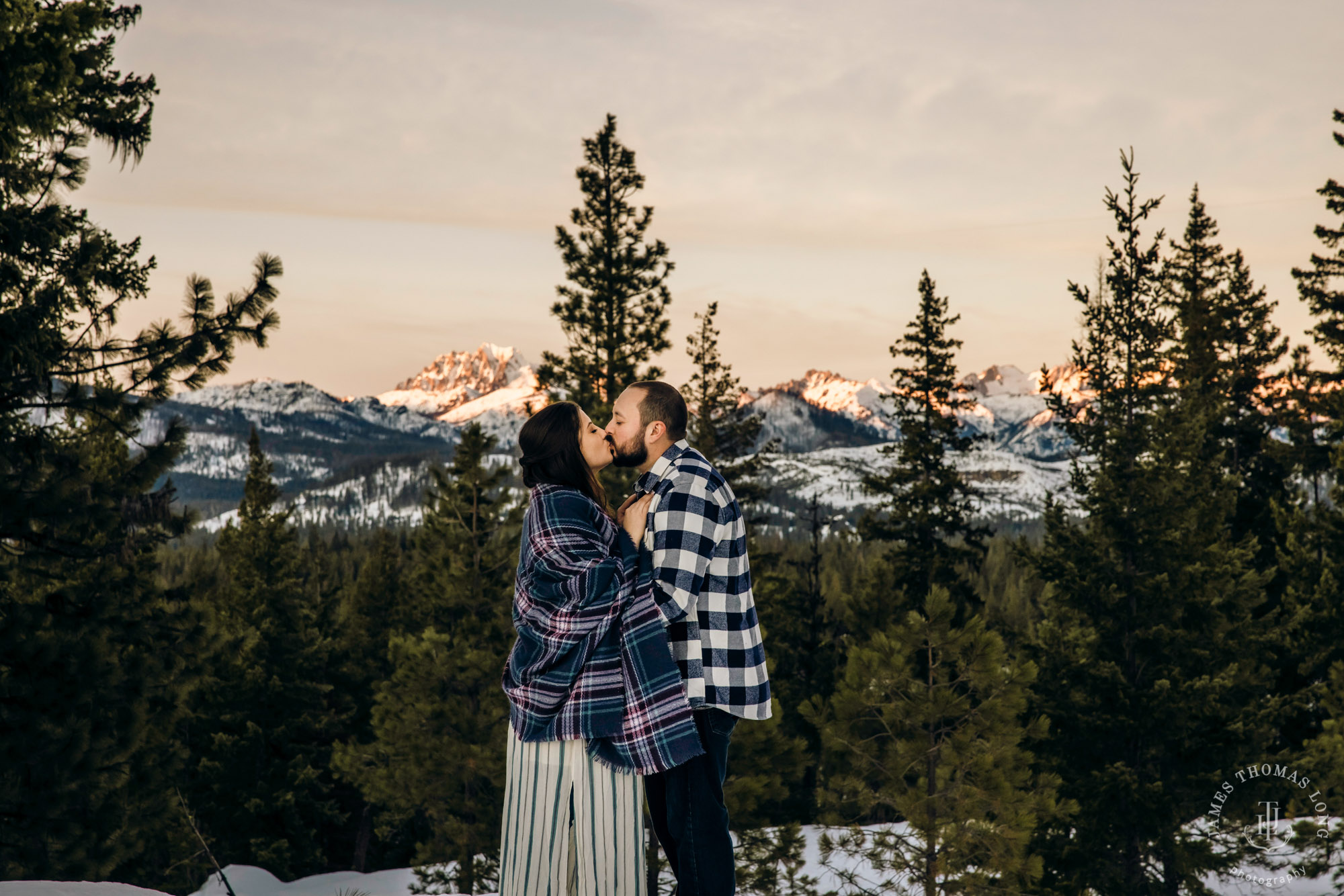 Cascade Mountain adventure engagement session in the snow by Snoqualmie wedding photographer James Thomas Long Photography