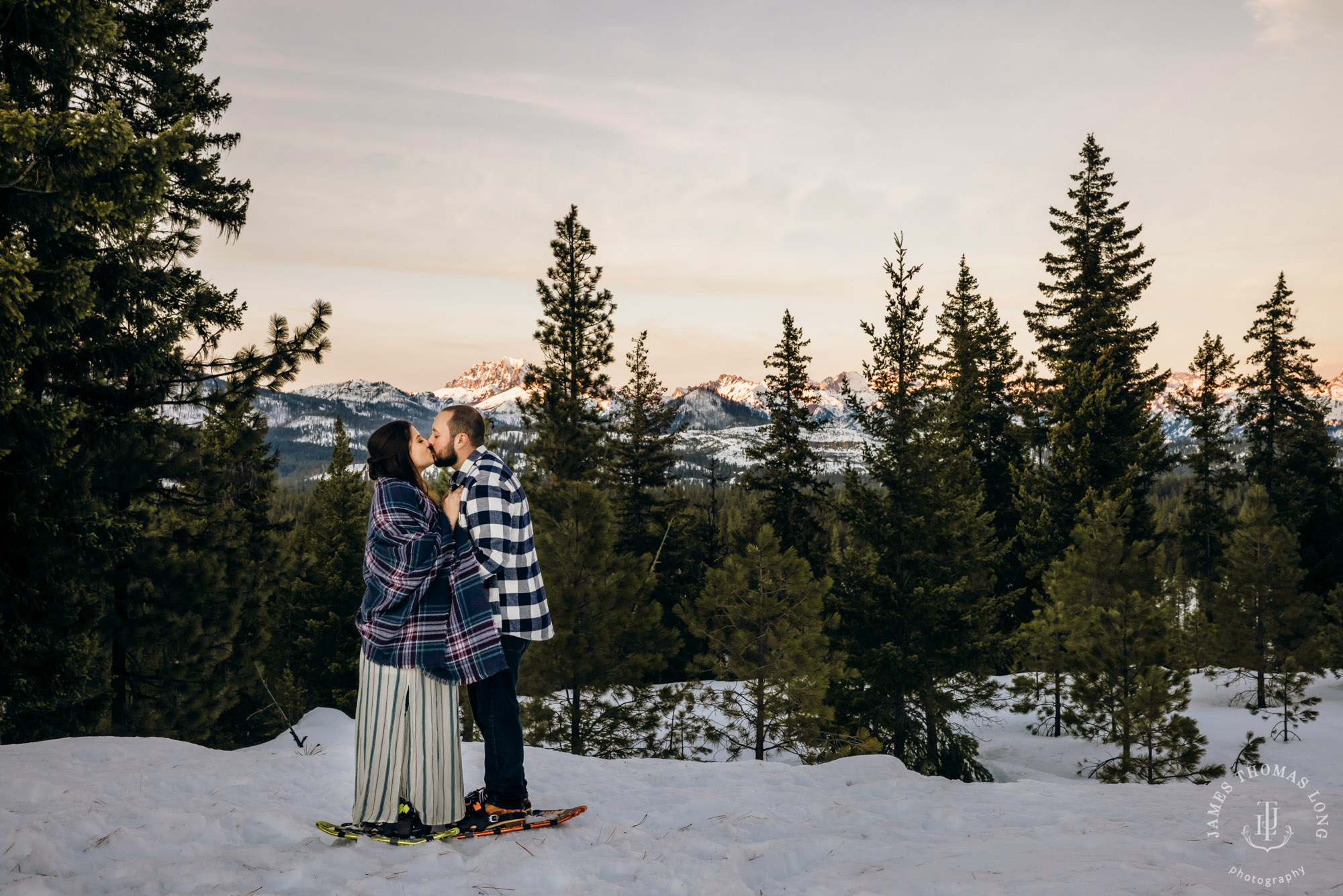 Cascade Mountain adventure engagement session in the snow by Snoqualmie wedding photographer James Thomas Long Photography