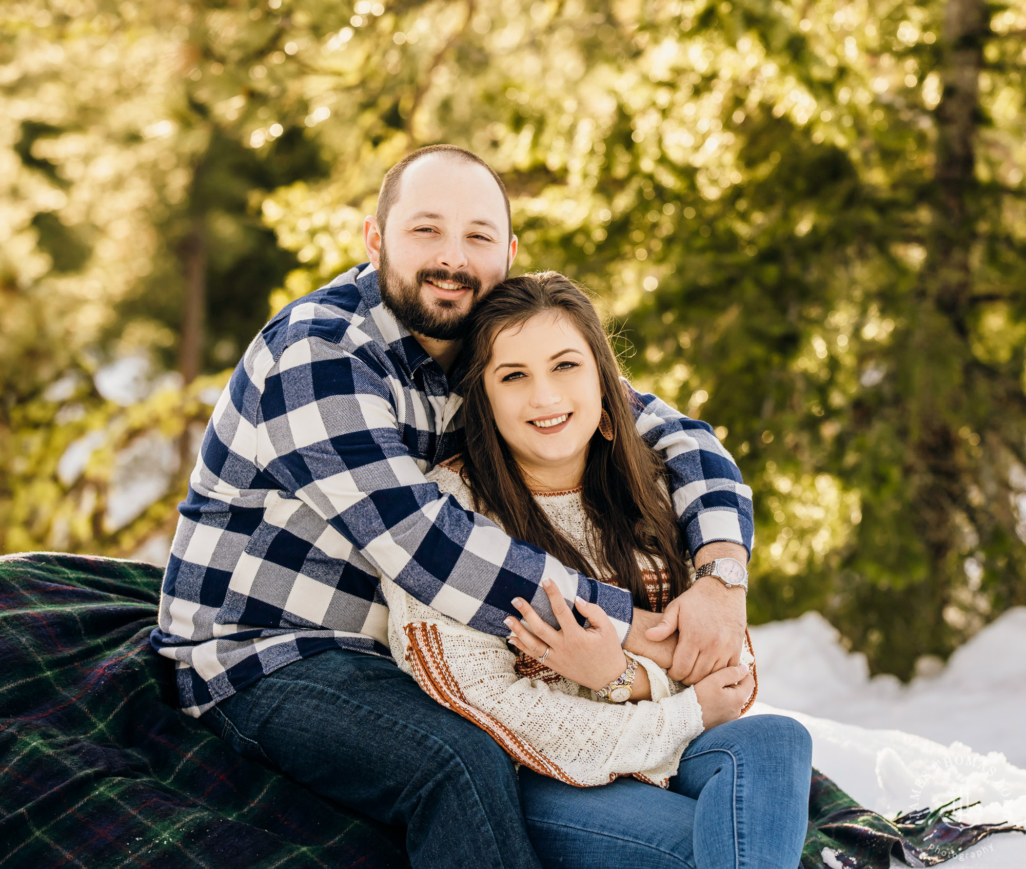 Cascade Mountain adventure engagement session in the snow by Snoqualmie wedding photographer James Thomas Long Photography