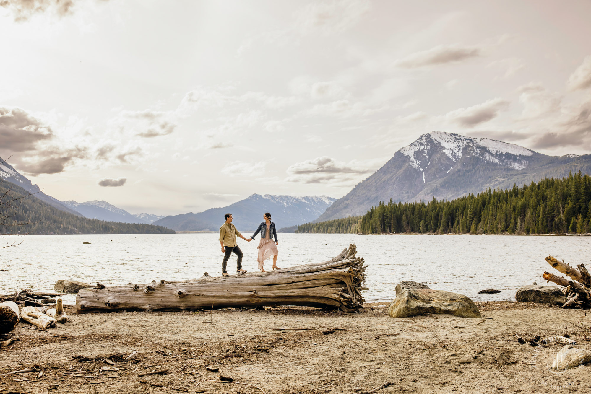 Seattle Cascade Mountain adventure engagement session by Seattle adventure elopement photographer James Thomas Long Photography