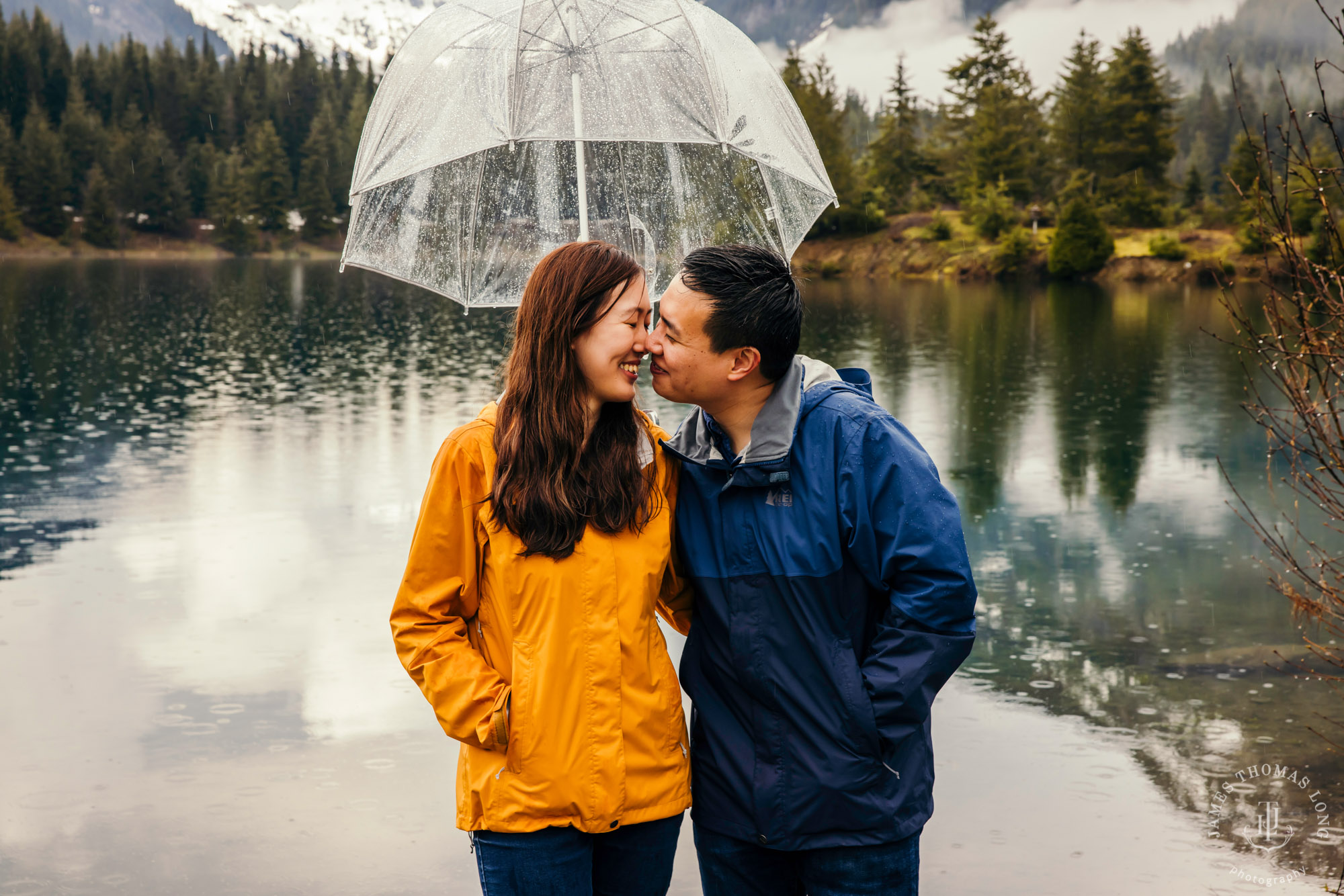 Snoqualmie Pass adventure engagement session by Seattle adventure wedding photographer James Thomas Long Photography