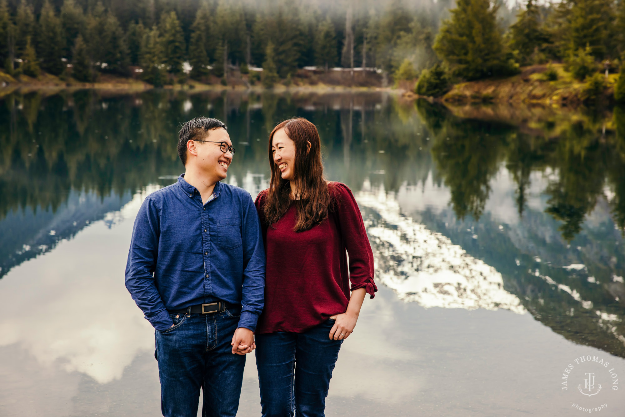 Snoqualmie Pass adventure engagement session by Seattle adventure wedding photographer James Thomas Long Photography