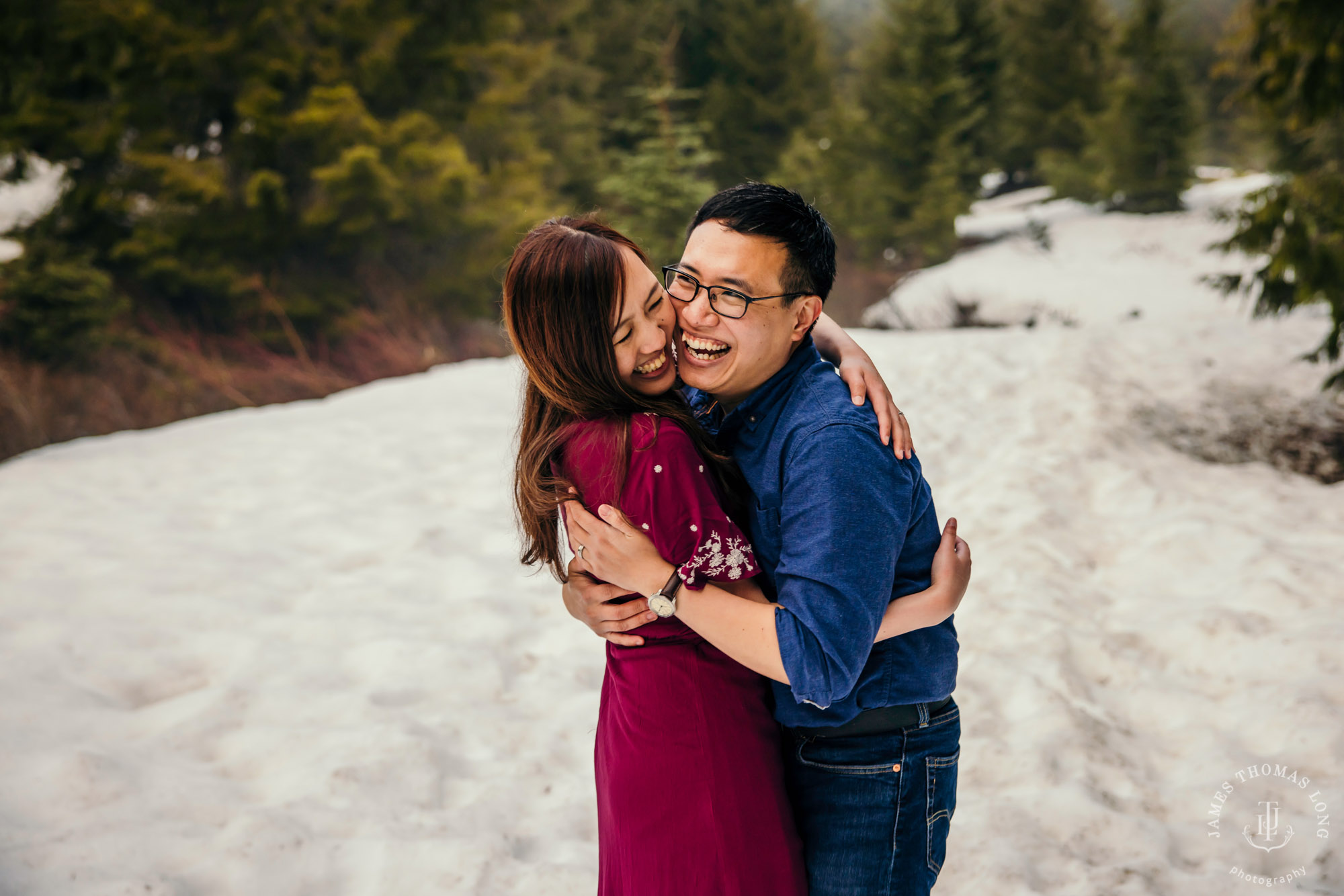 Snoqualmie Pass adventure engagement session by Seattle adventure wedding photographer James Thomas Long Photography