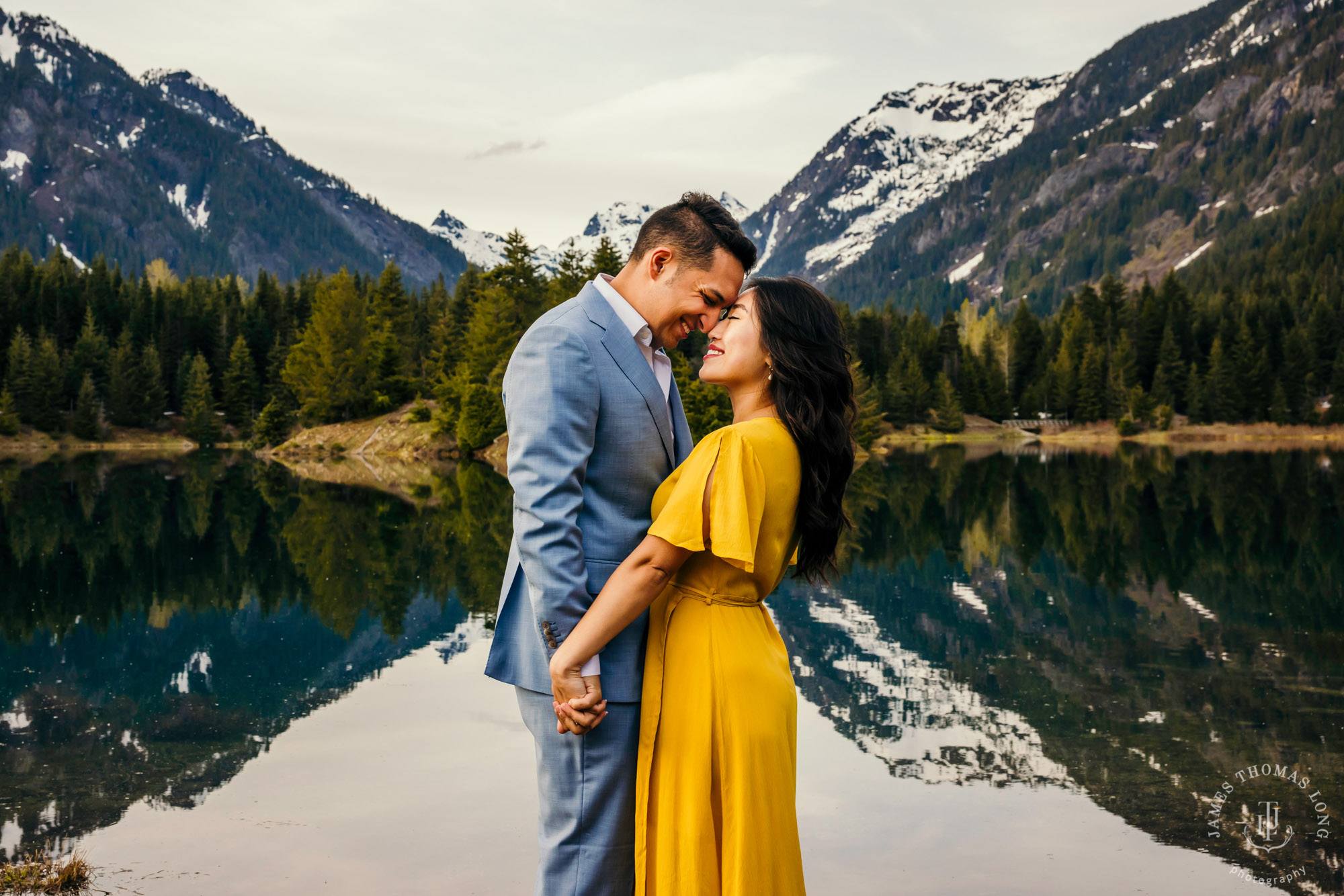 Adventure engagement session at Snoqualmie Pass by adventure wedding photographer James Thomas Long Photography