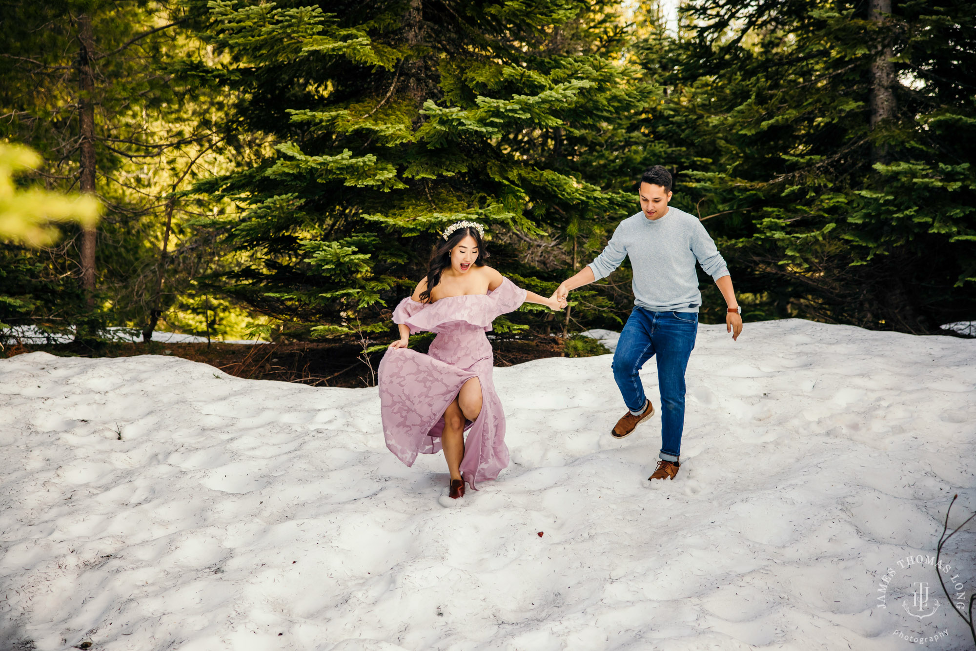 Adventure engagement session at Snoqualmie Pass by adventure wedding photographer James Thomas Long Photography