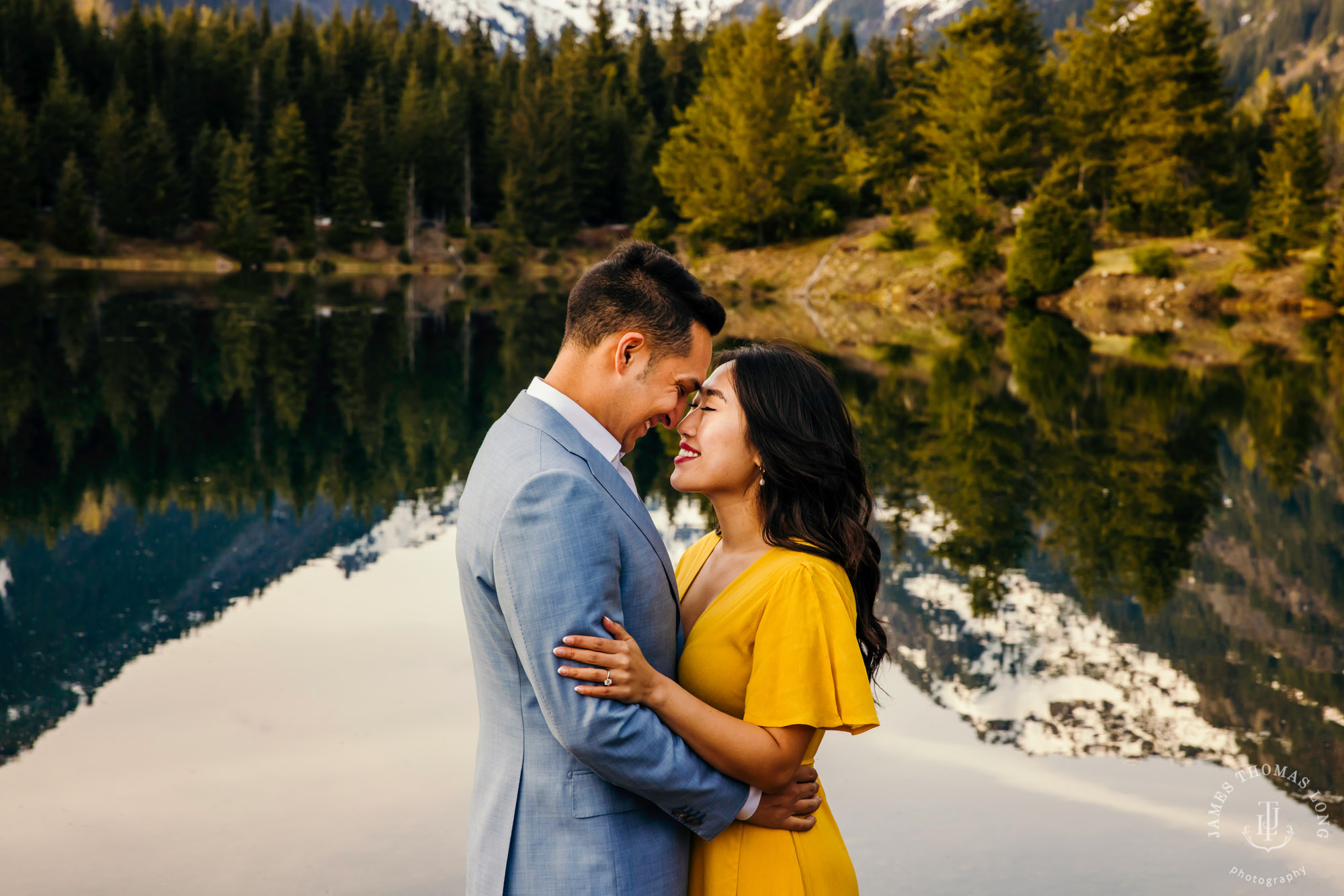 Adventure engagement session at Snoqualmie Pass by adventure wedding photographer James Thomas Long Photography