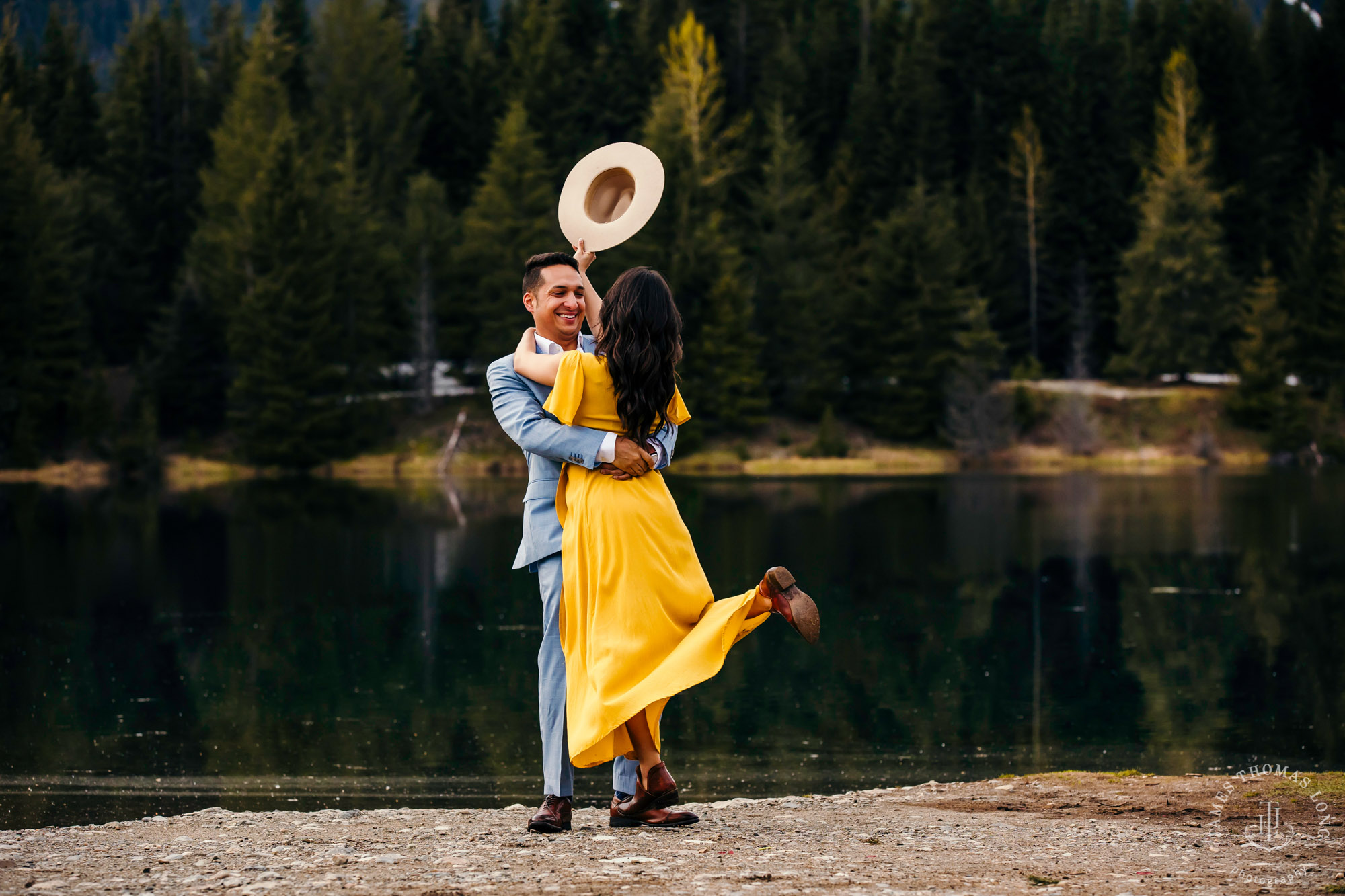 Adventure engagement session at Snoqualmie Pass by adventure wedding photographer James Thomas Long Photography