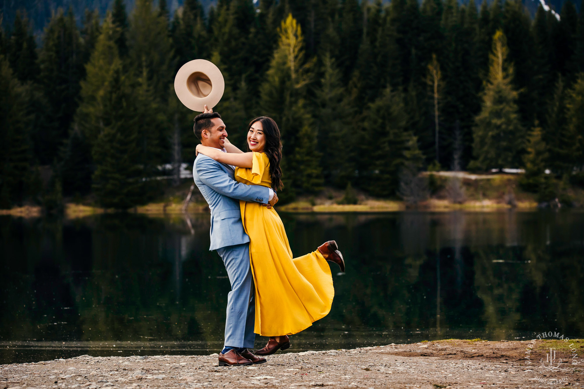 Adventure engagement session at Snoqualmie Pass by adventure wedding photographer James Thomas Long Photography